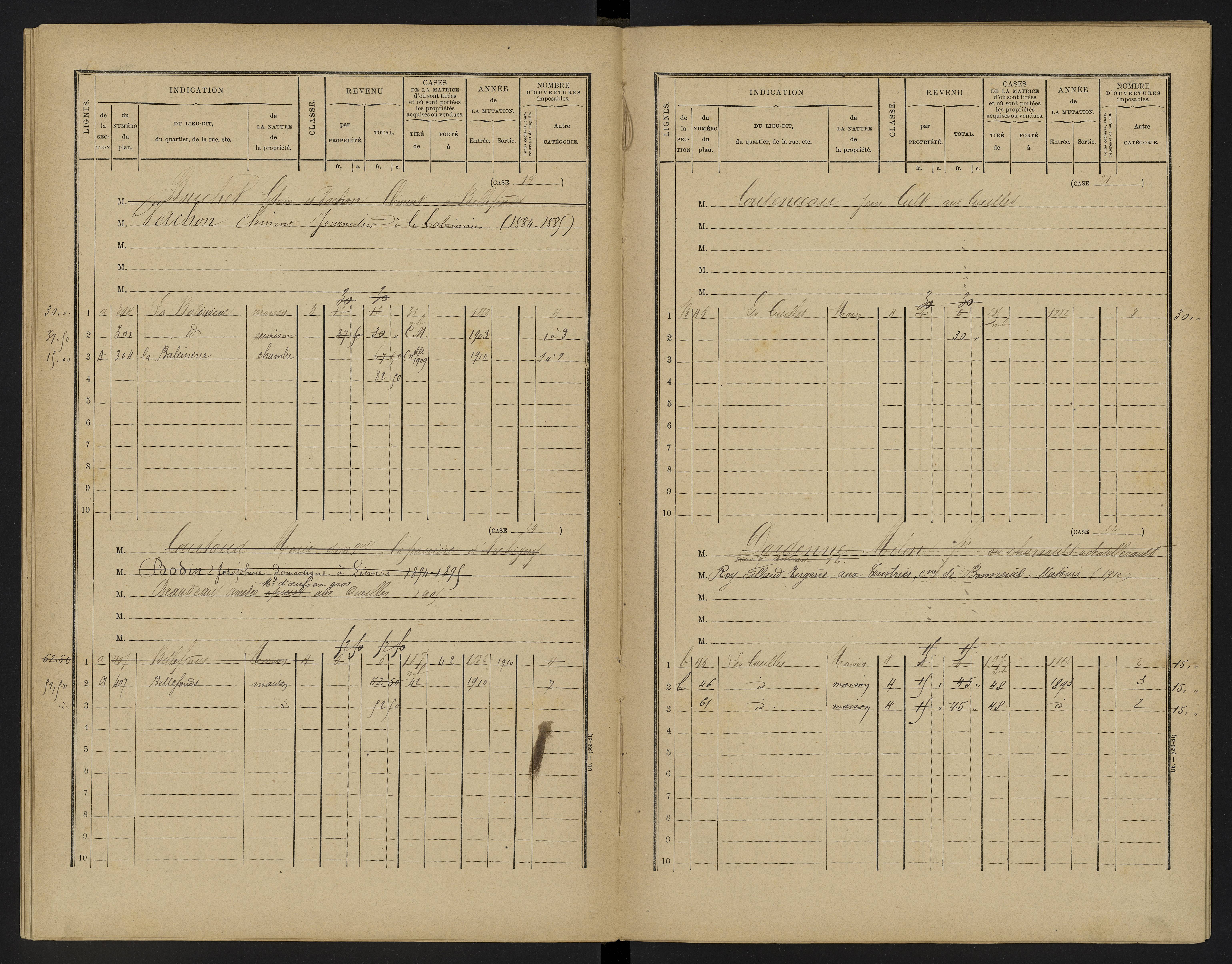 Bellefonds - FRAD086_cadastre Cases 1-92, 