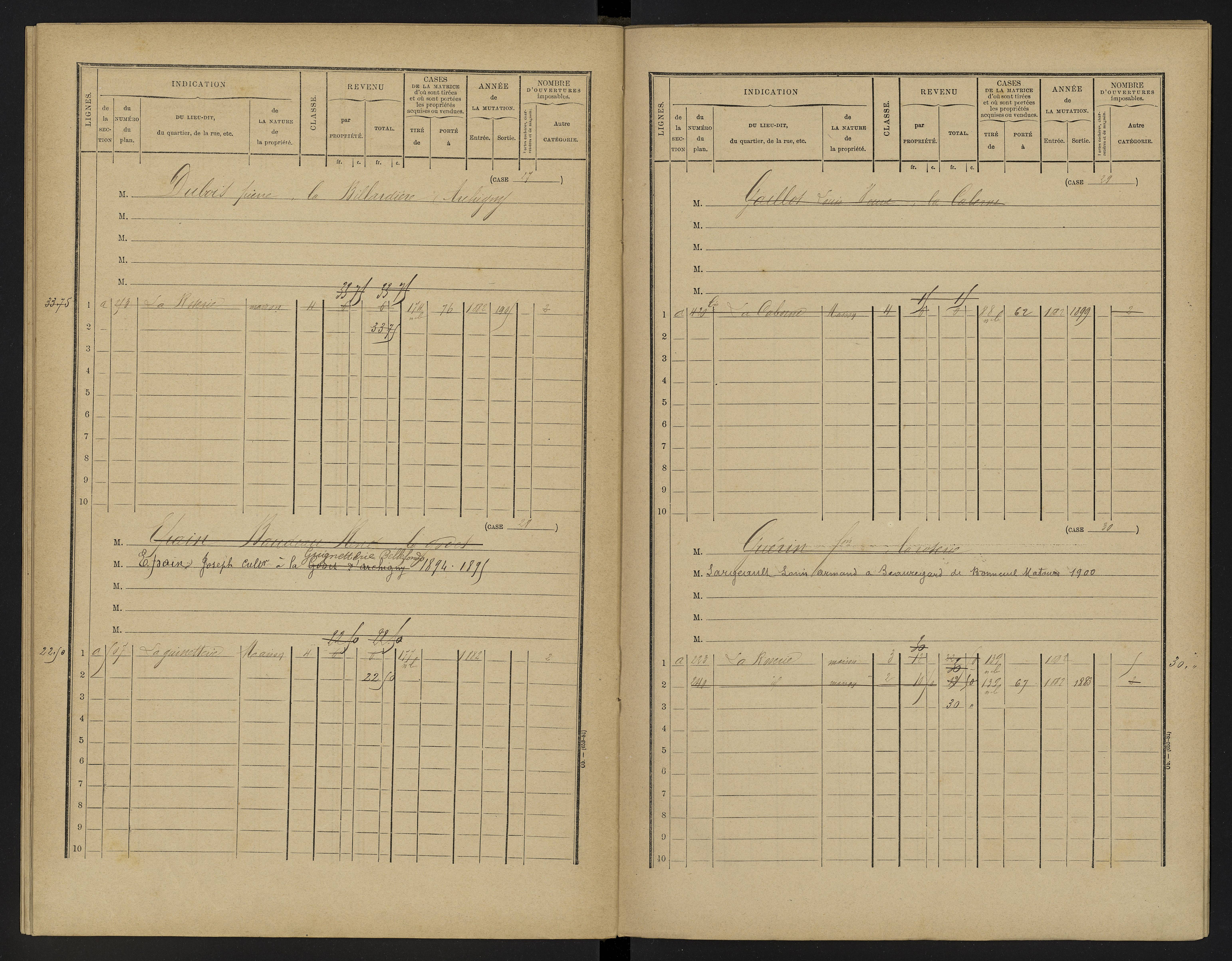 Bellefonds - FRAD086_cadastre Cases 1-92, 