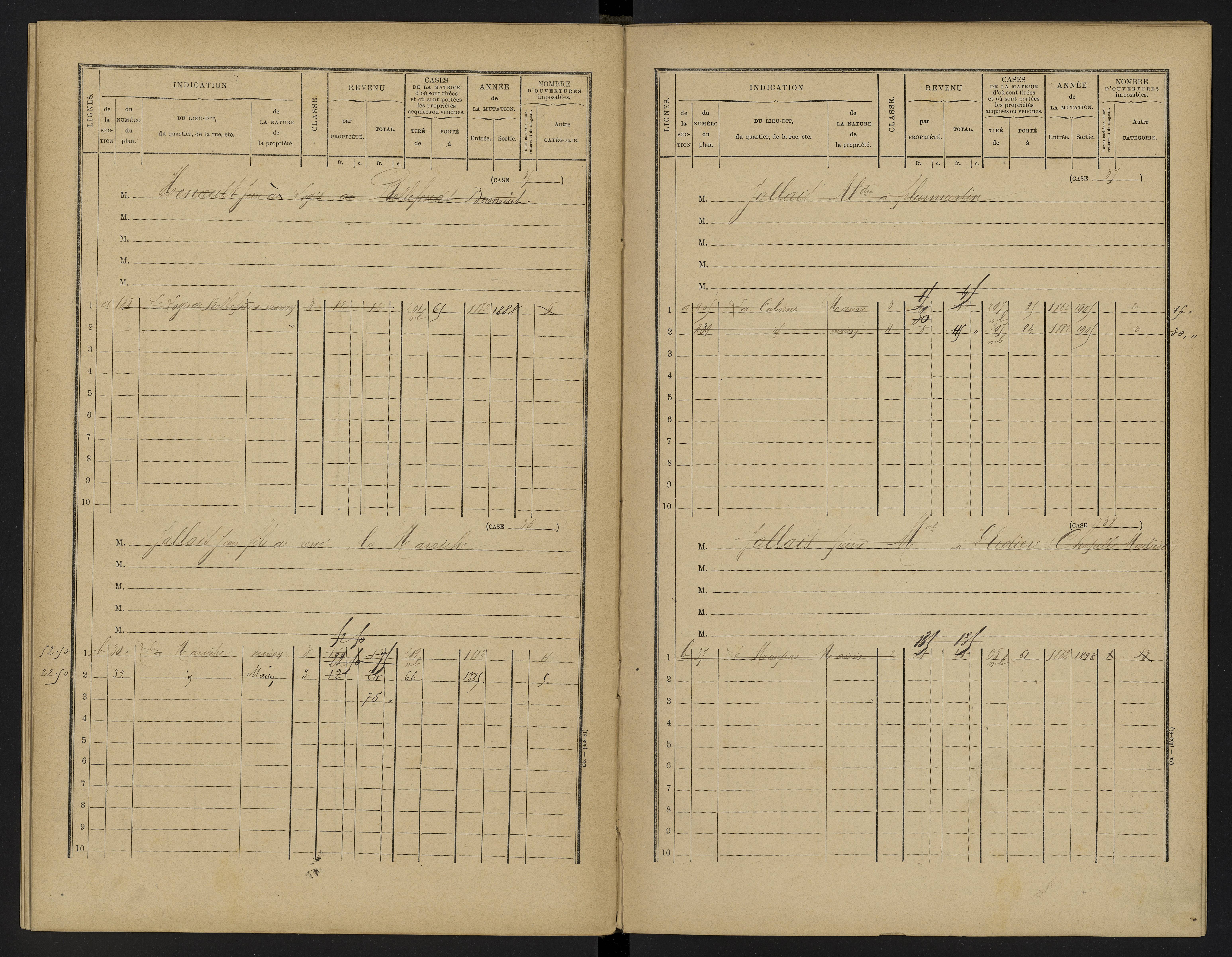 Bellefonds - FRAD086_cadastre Cases 1-92, 