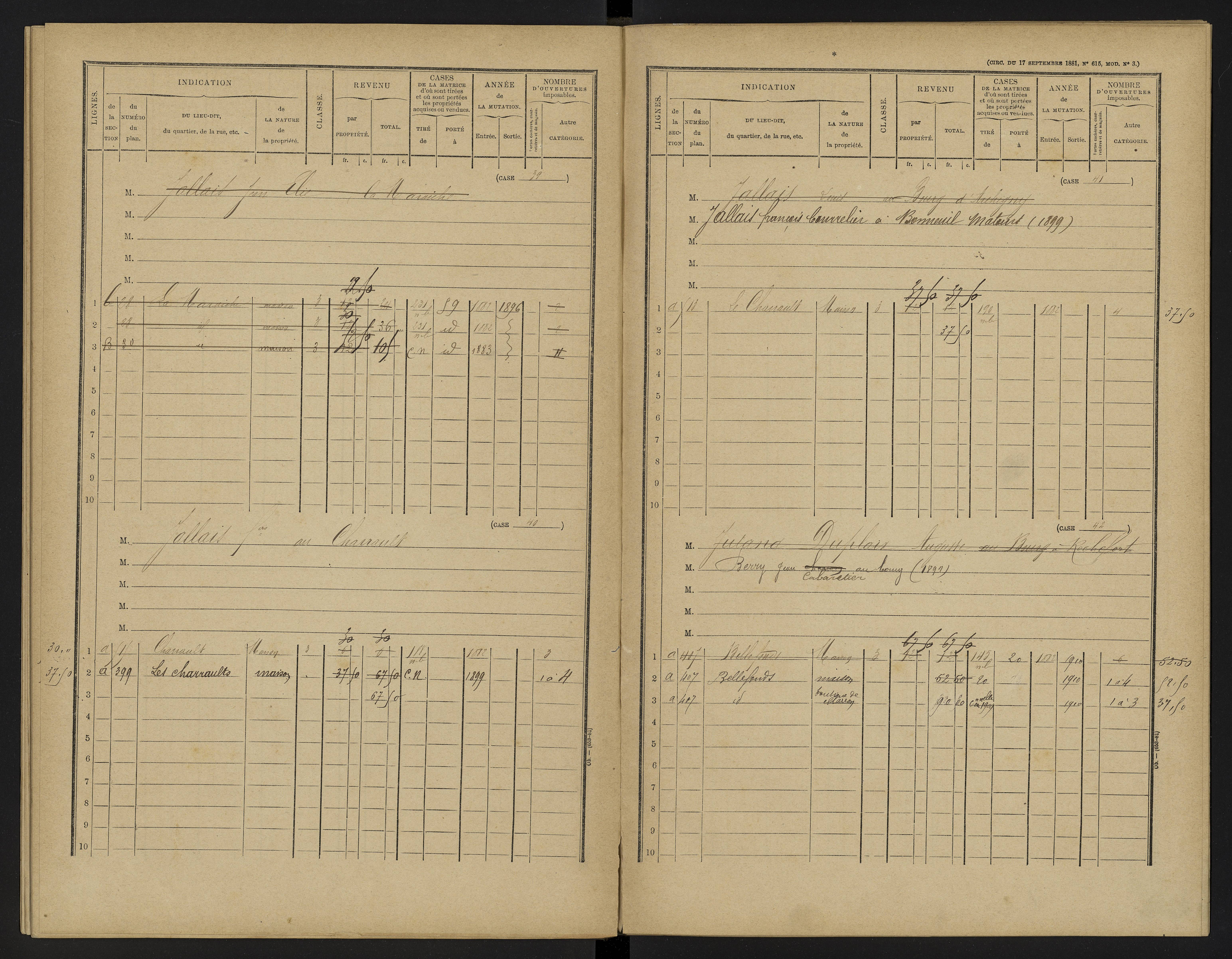 Bellefonds - FRAD086_cadastre Cases 1-92, 