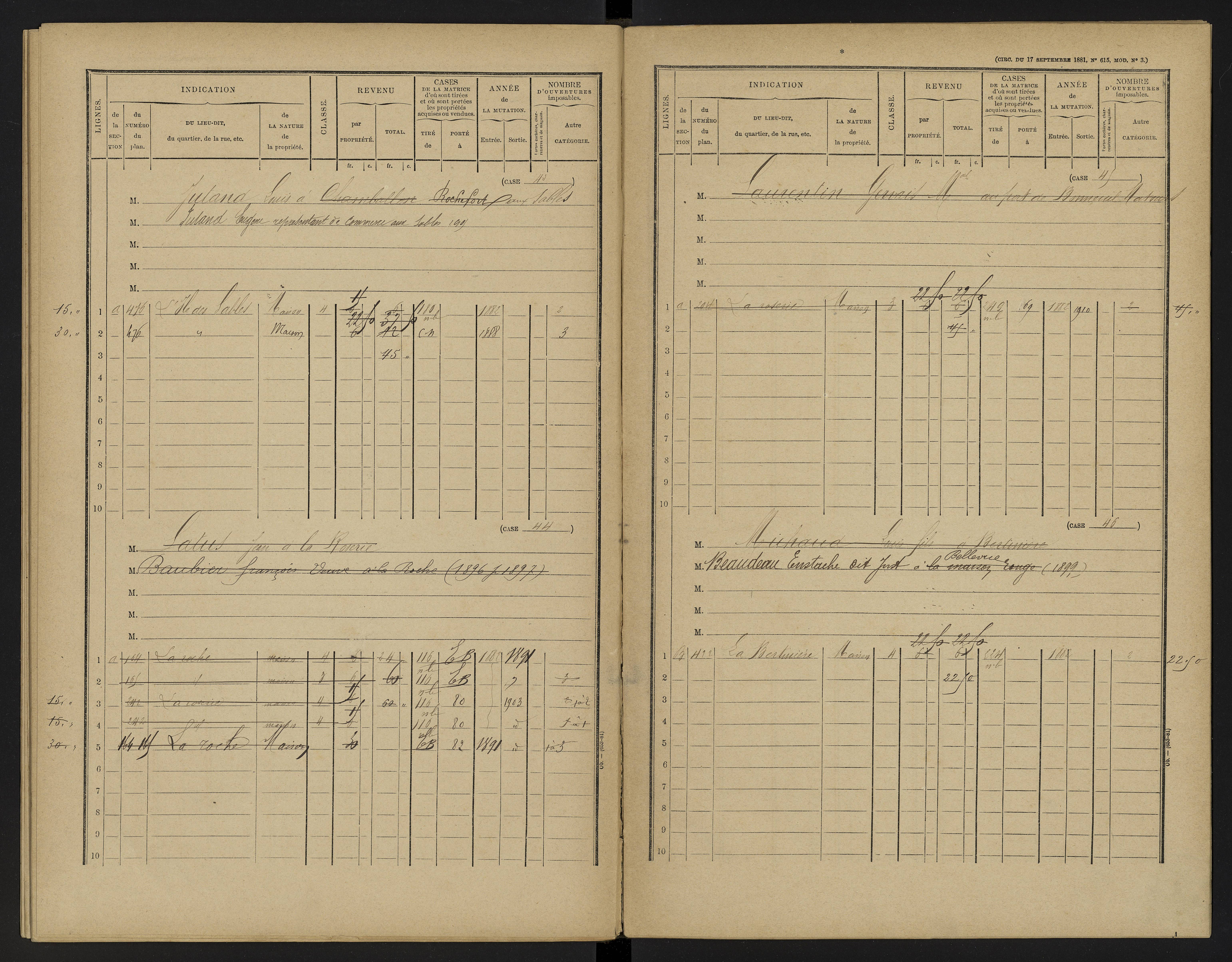 Bellefonds - FRAD086_cadastre Cases 1-92, 