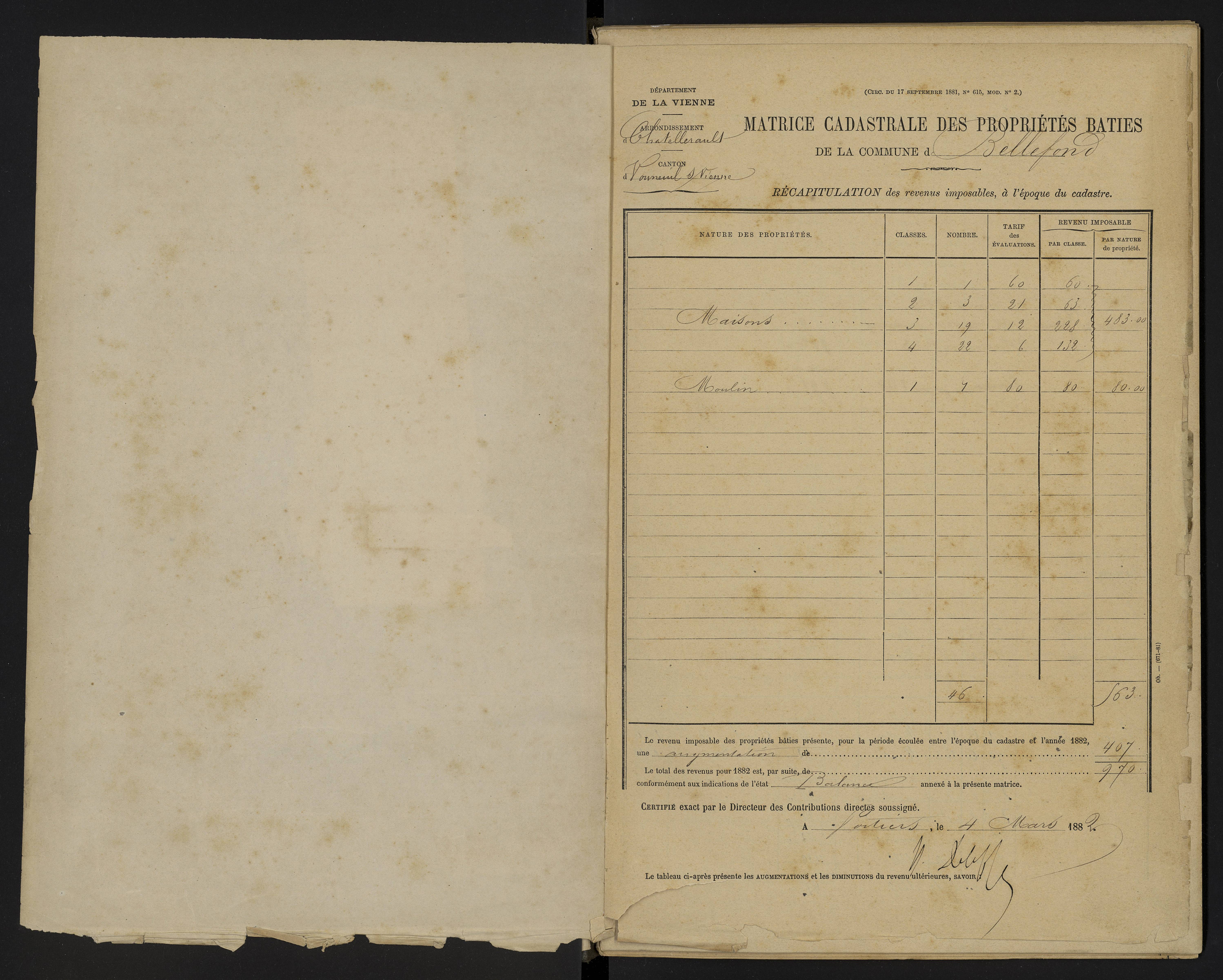 Bellefonds - FRAD086_cadastre Cases 1-92, 