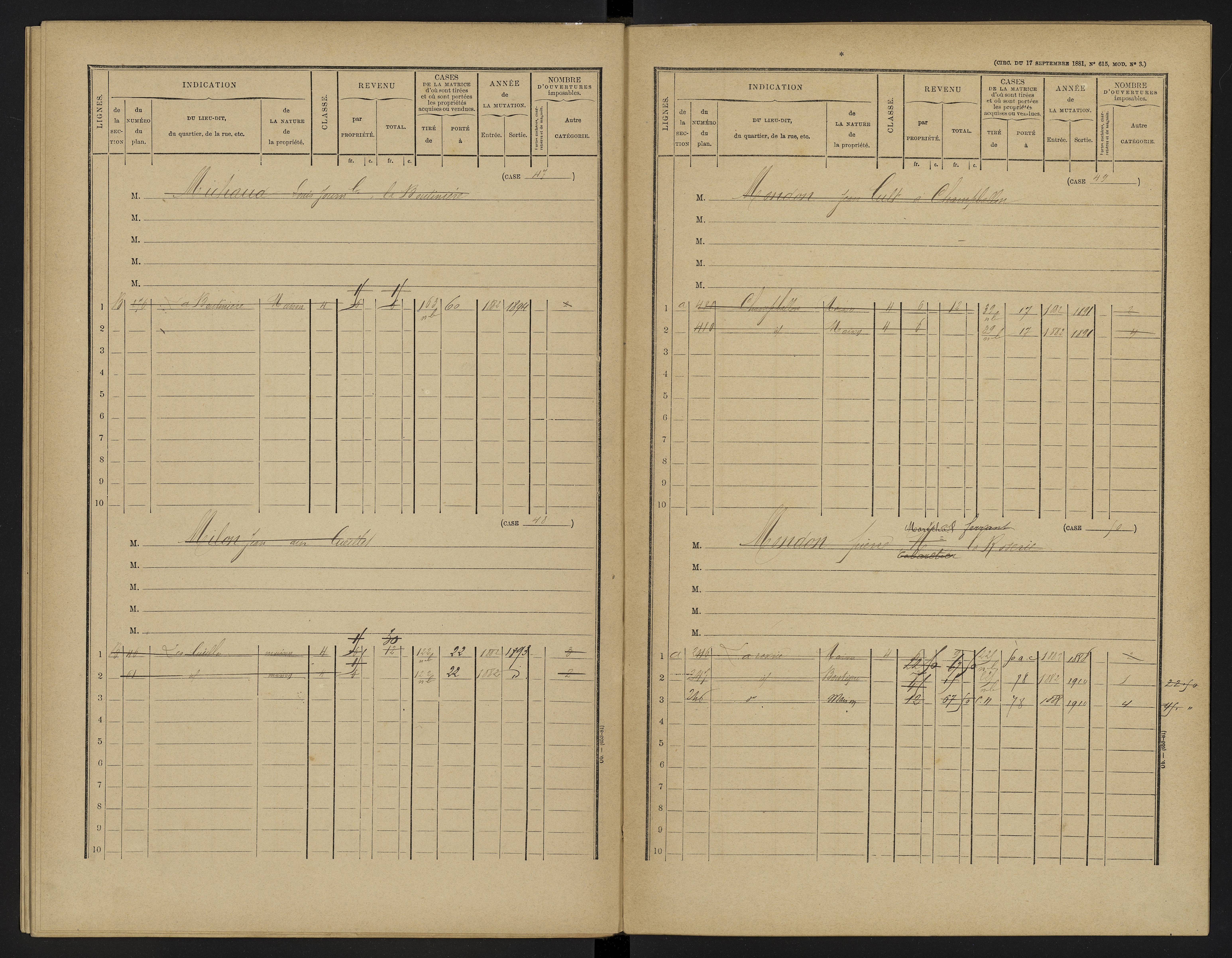 Bellefonds - FRAD086_cadastre Cases 1-92, 