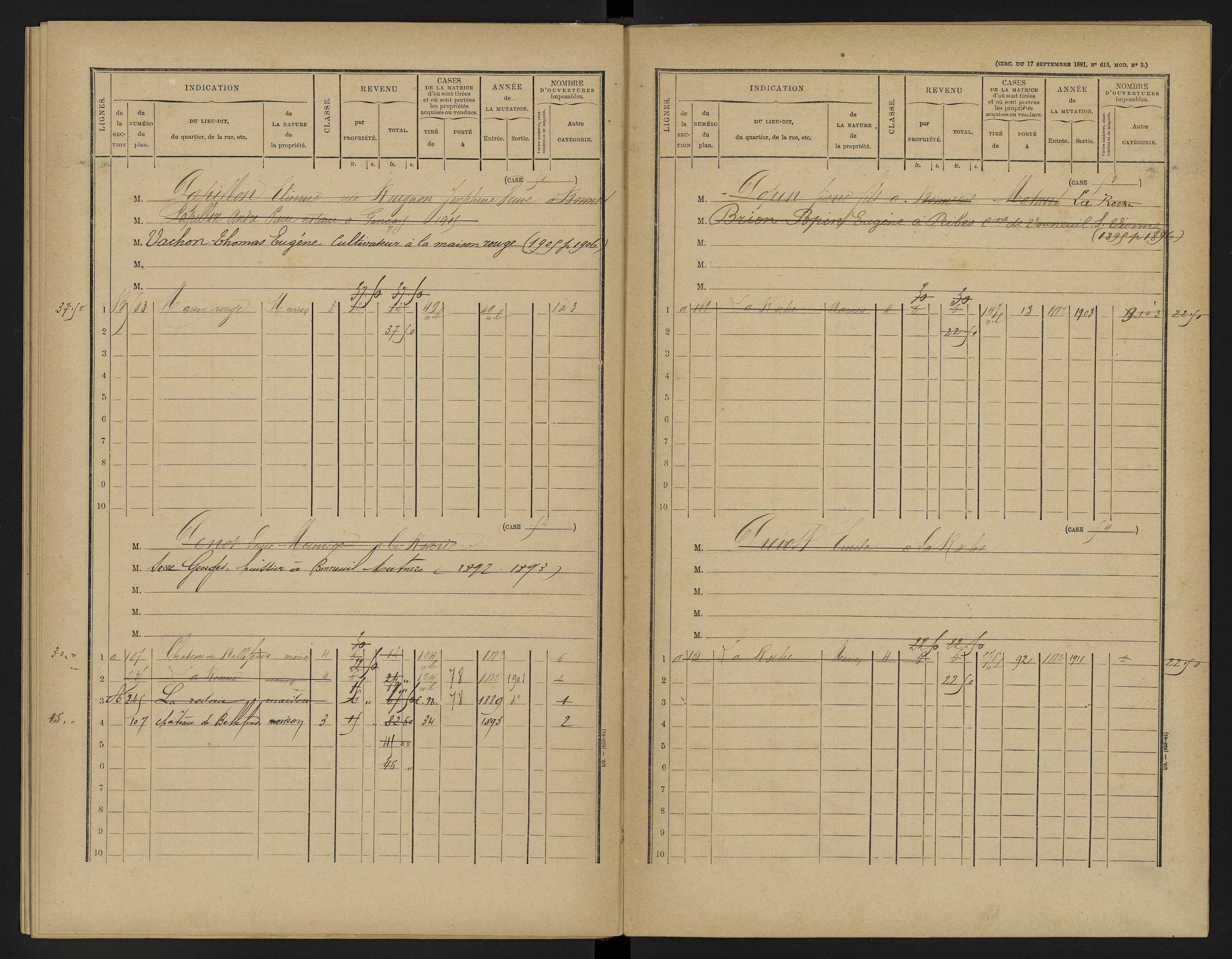 Bellefonds - FRAD086_cadastre Cases 1-92, 