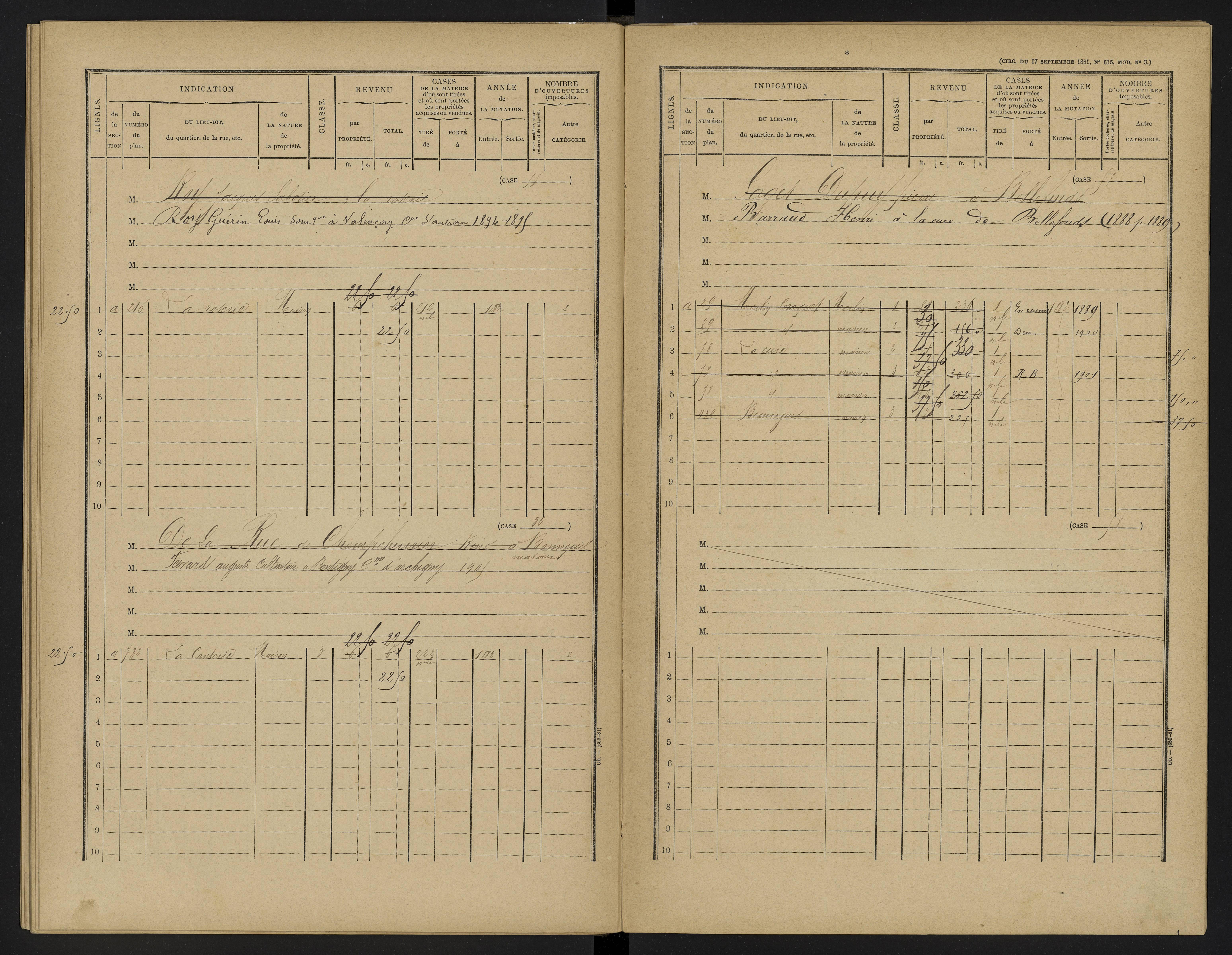 Bellefonds - FRAD086_cadastre Cases 1-92, 