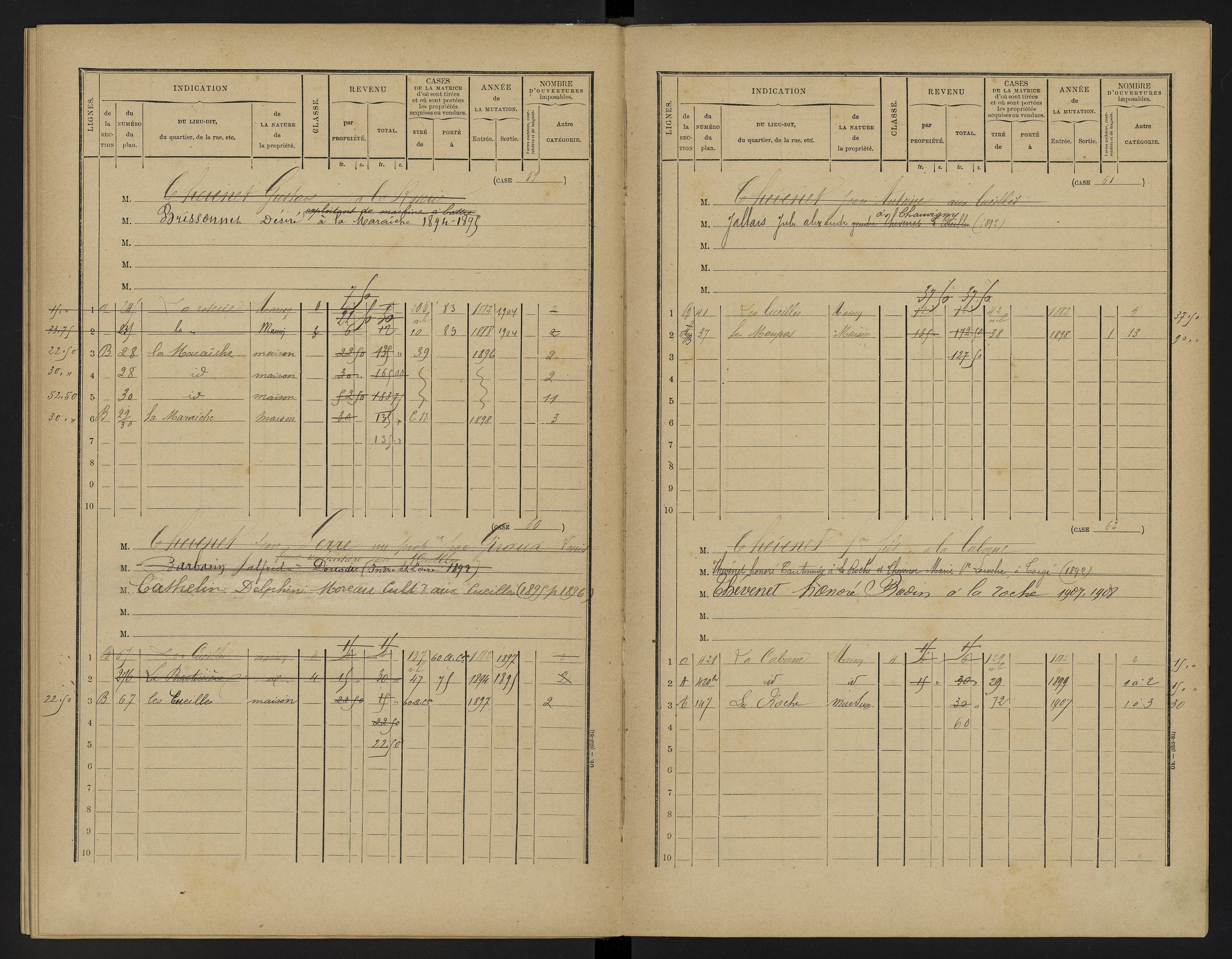 Bellefonds - FRAD086_cadastre Cases 1-92, 