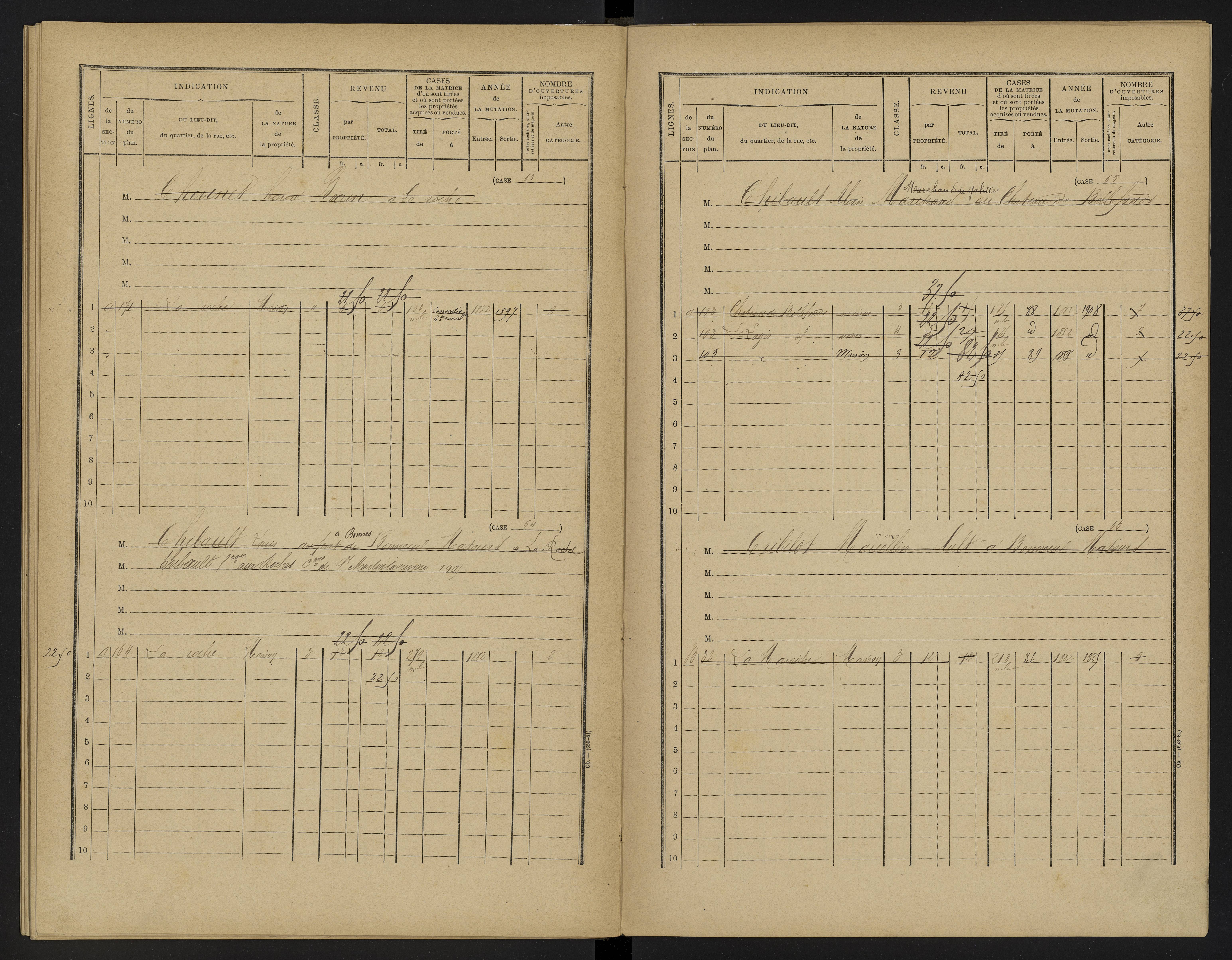 Bellefonds - FRAD086_cadastre Cases 1-92, 
