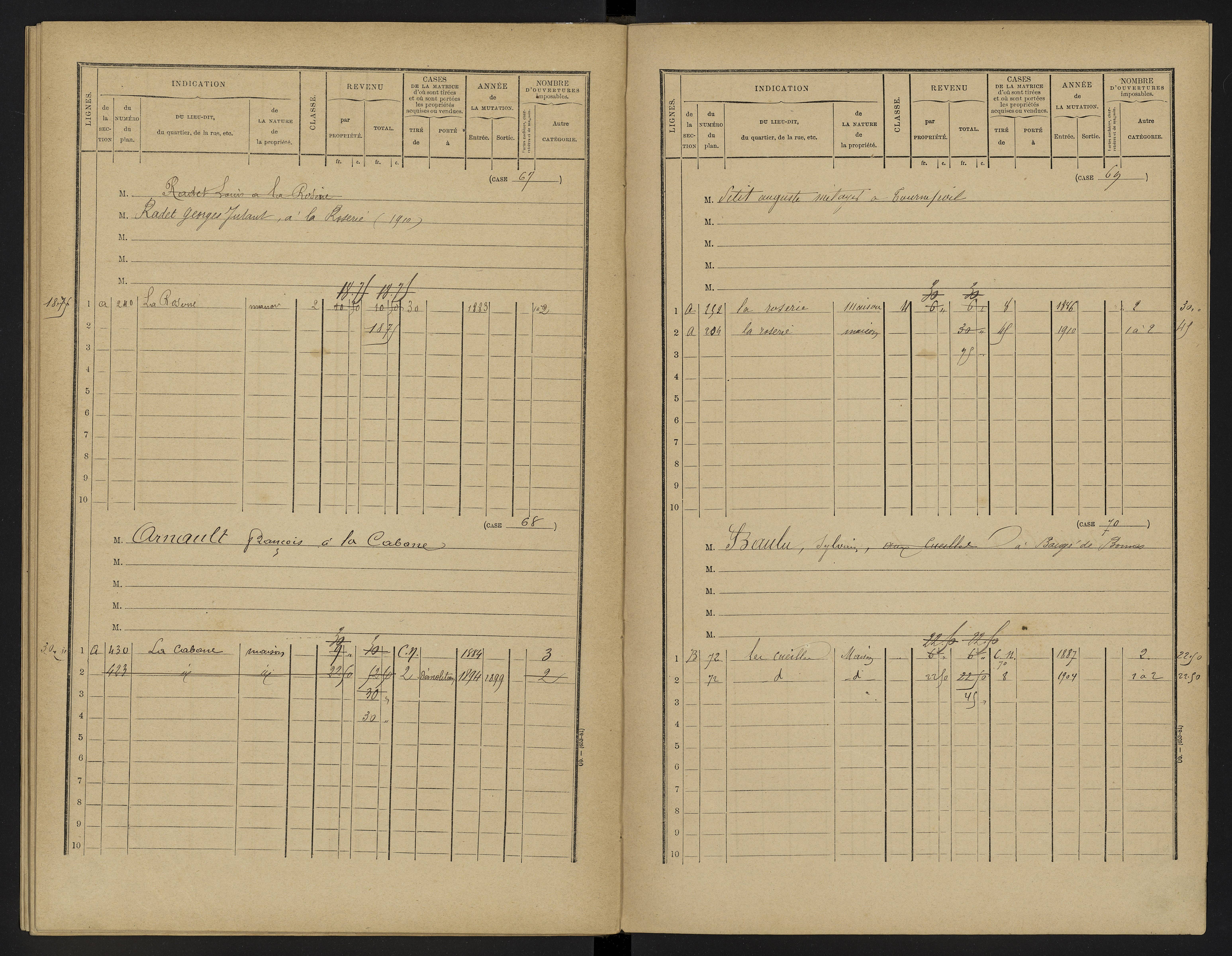 Bellefonds - FRAD086_cadastre Cases 1-92, 