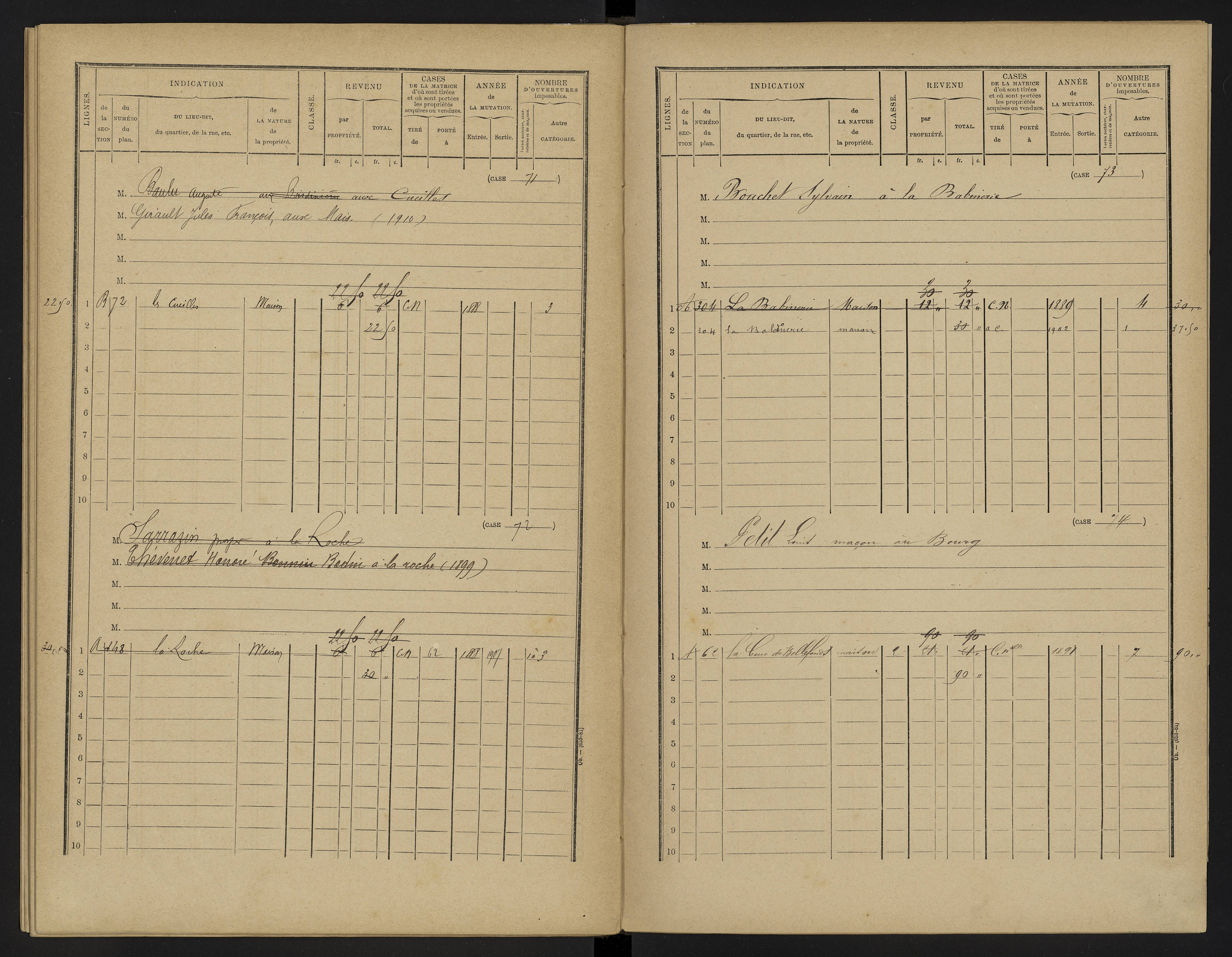 Bellefonds - FRAD086_cadastre Cases 1-92, 