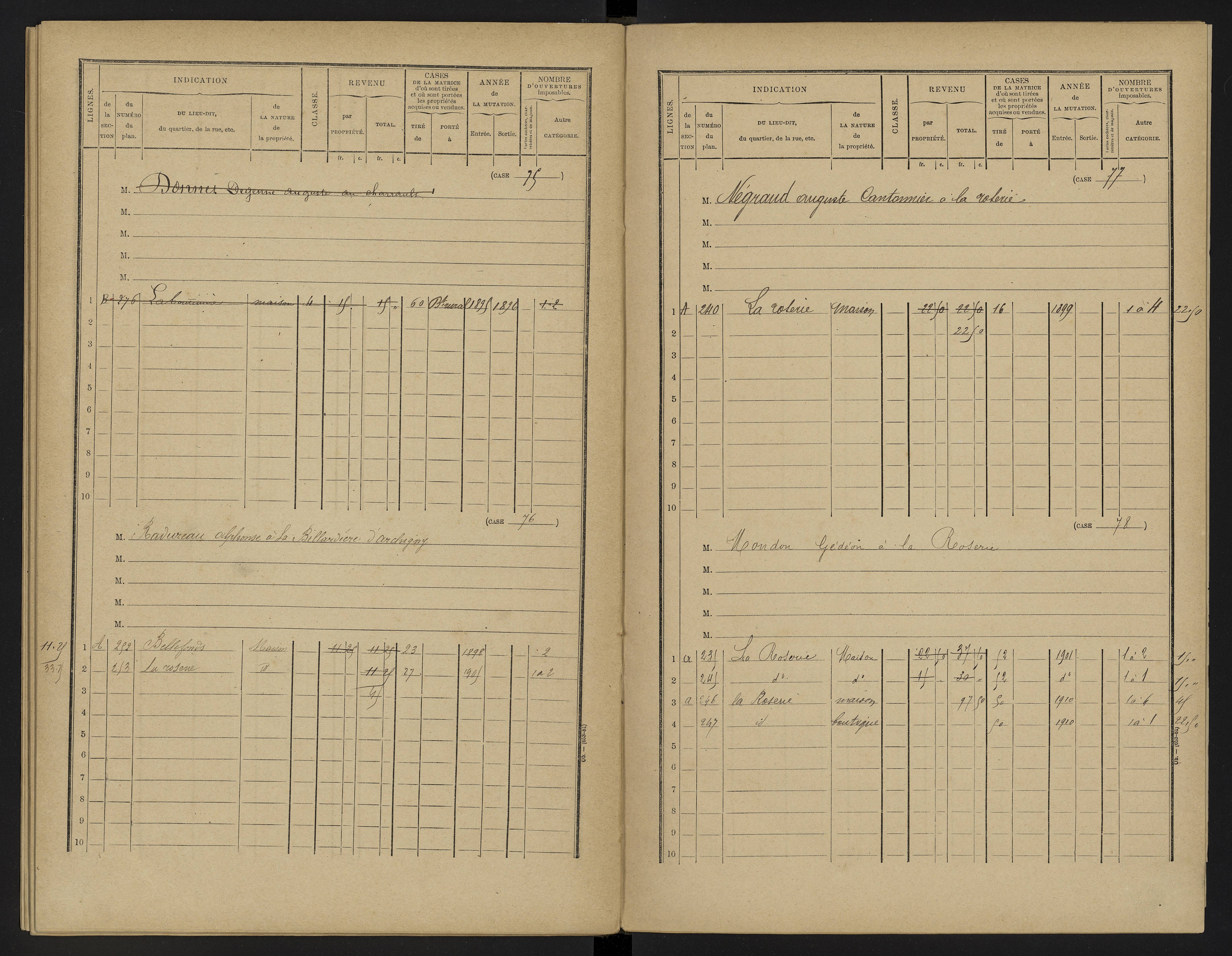 Bellefonds - FRAD086_cadastre Cases 1-92, 