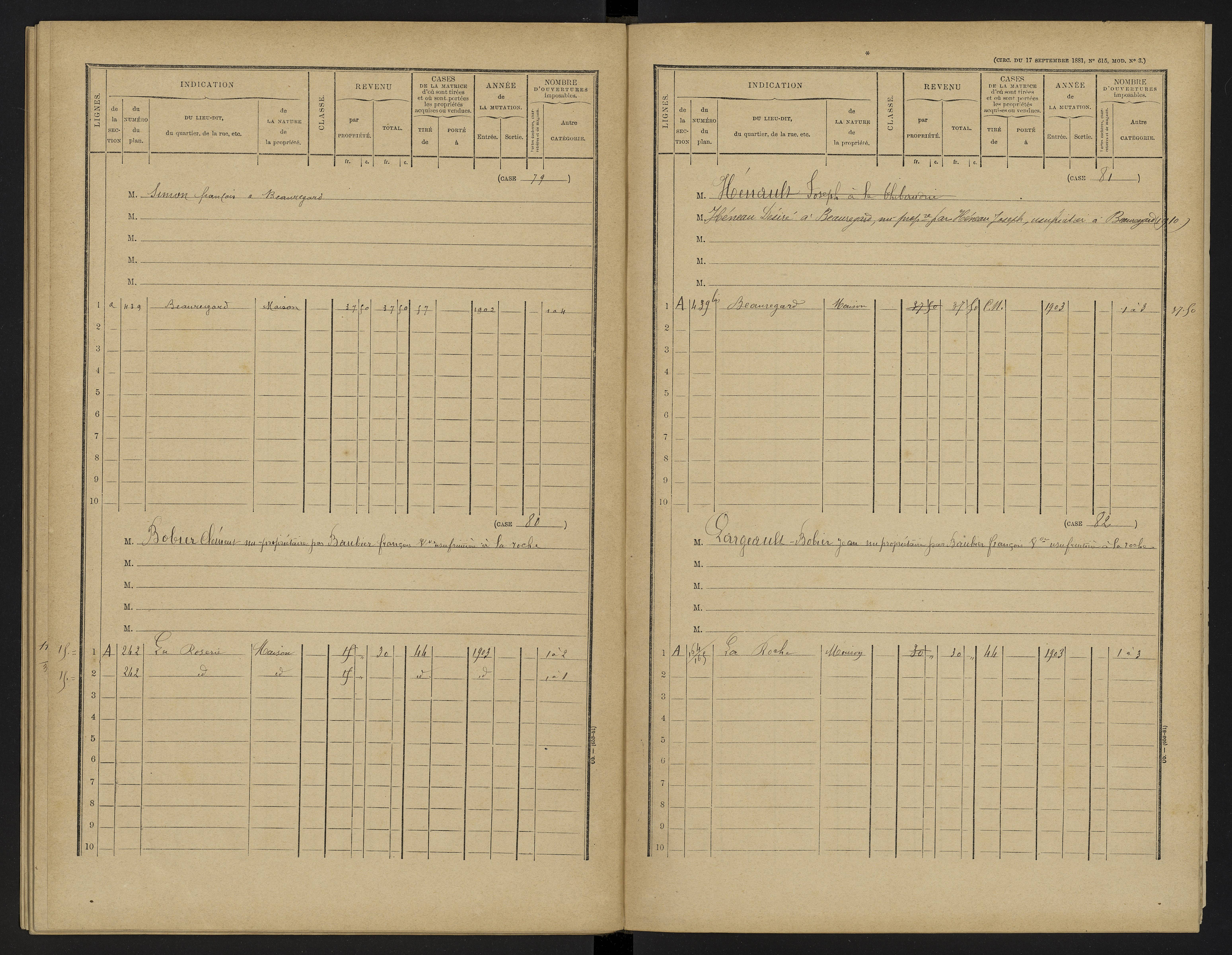 Bellefonds - FRAD086_cadastre Cases 1-92, 