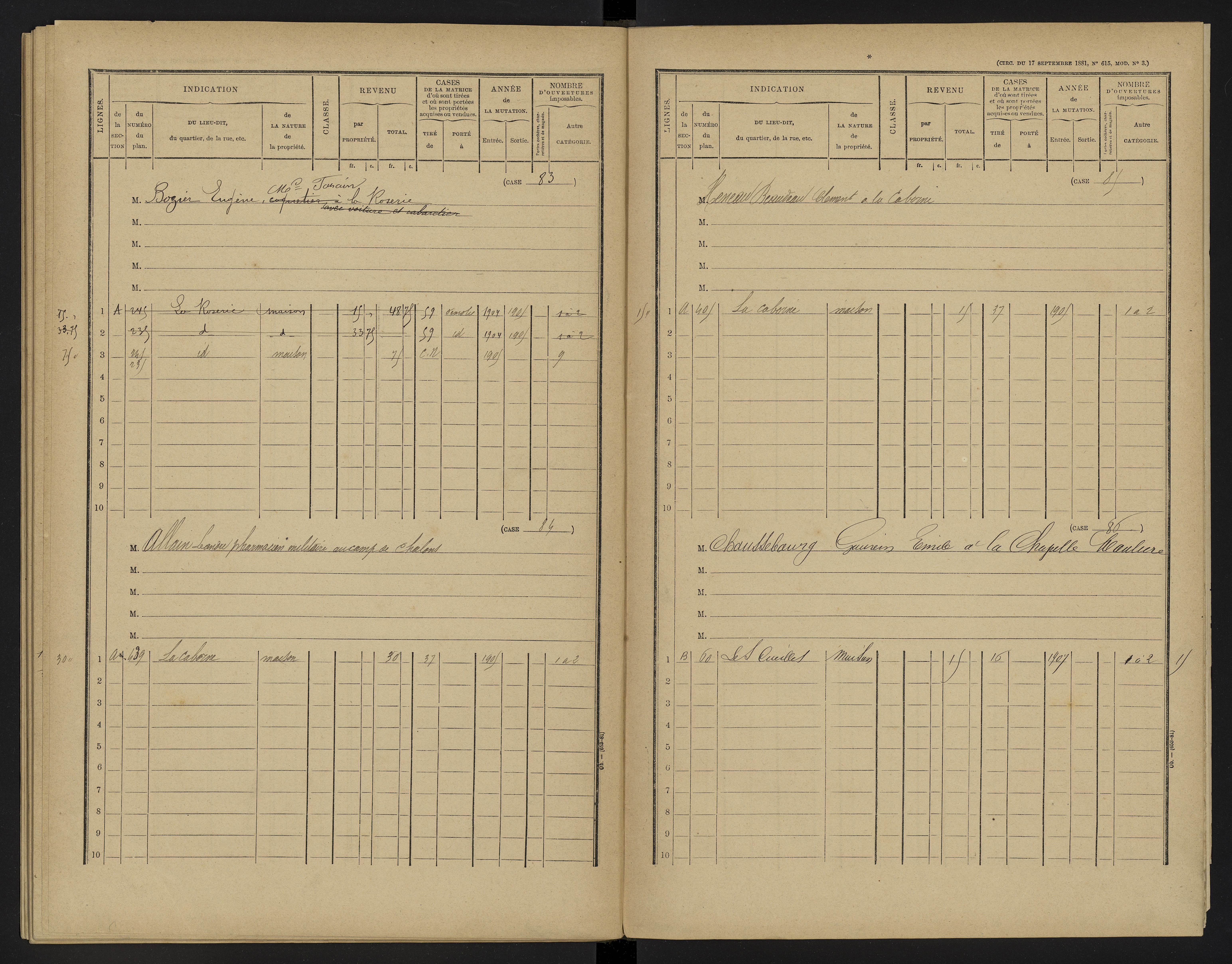 Bellefonds - FRAD086_cadastre Cases 1-92, 