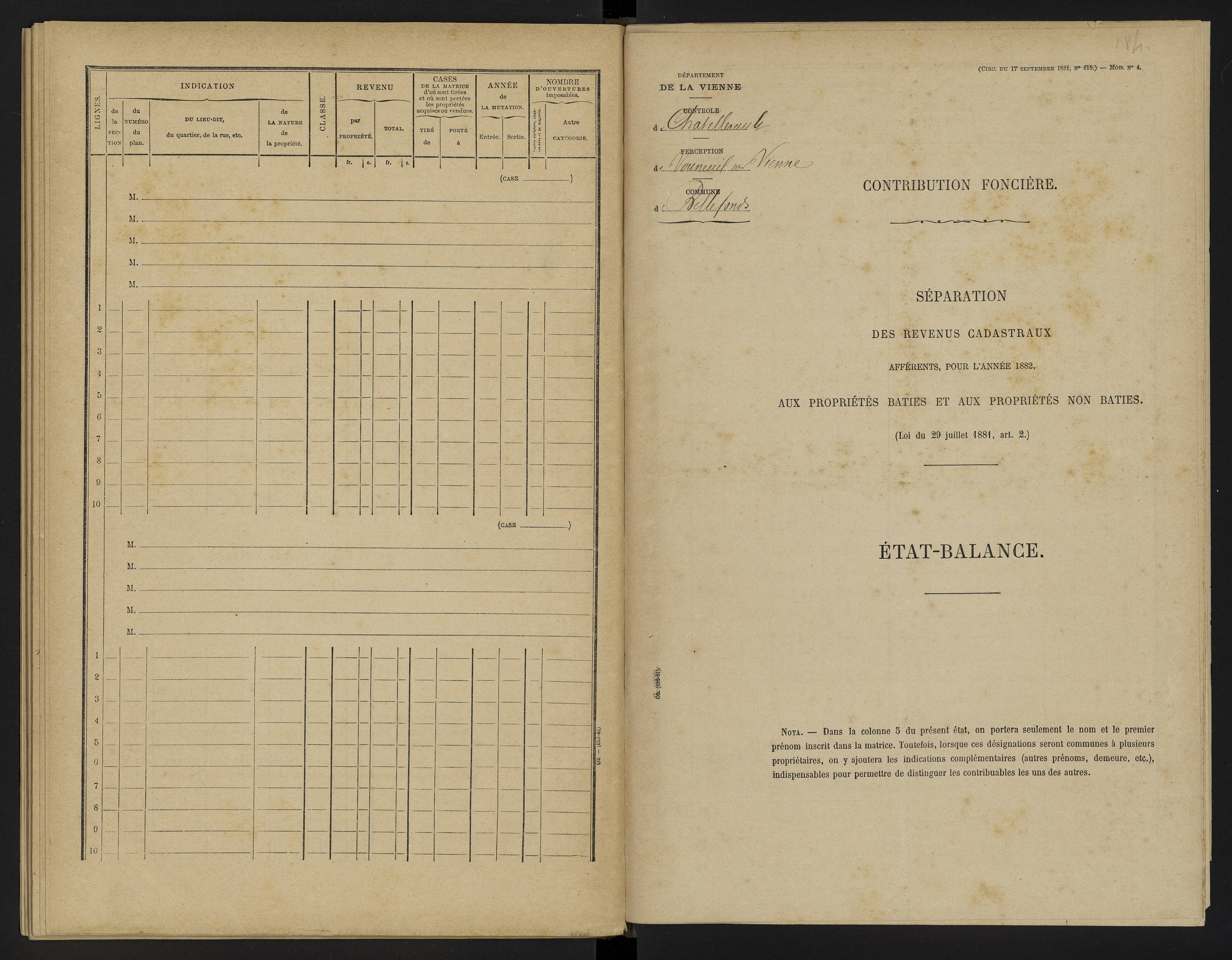 Bellefonds - FRAD086_cadastre Cases 1-92, 