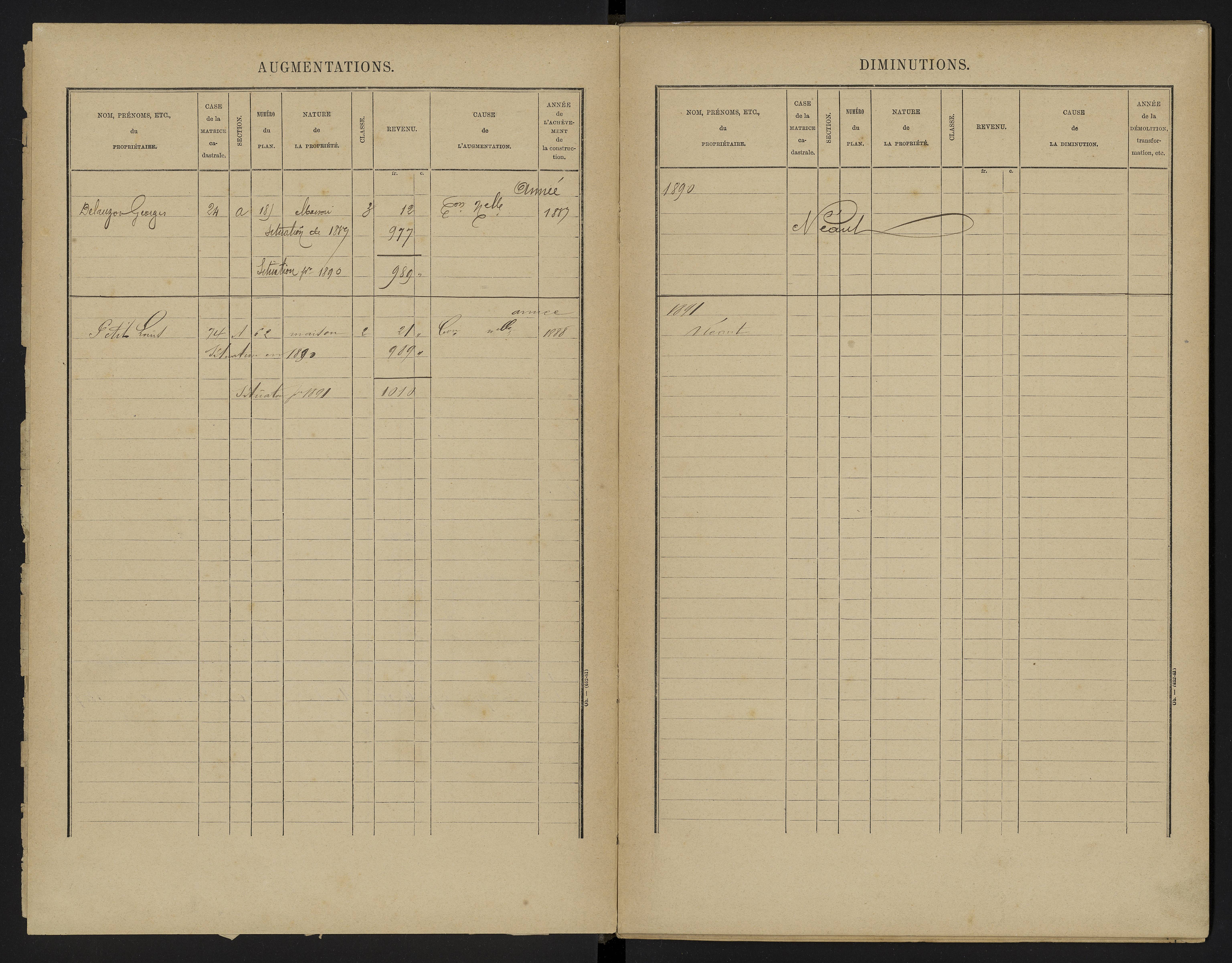 Bellefonds - FRAD086_cadastre Cases 1-92, 