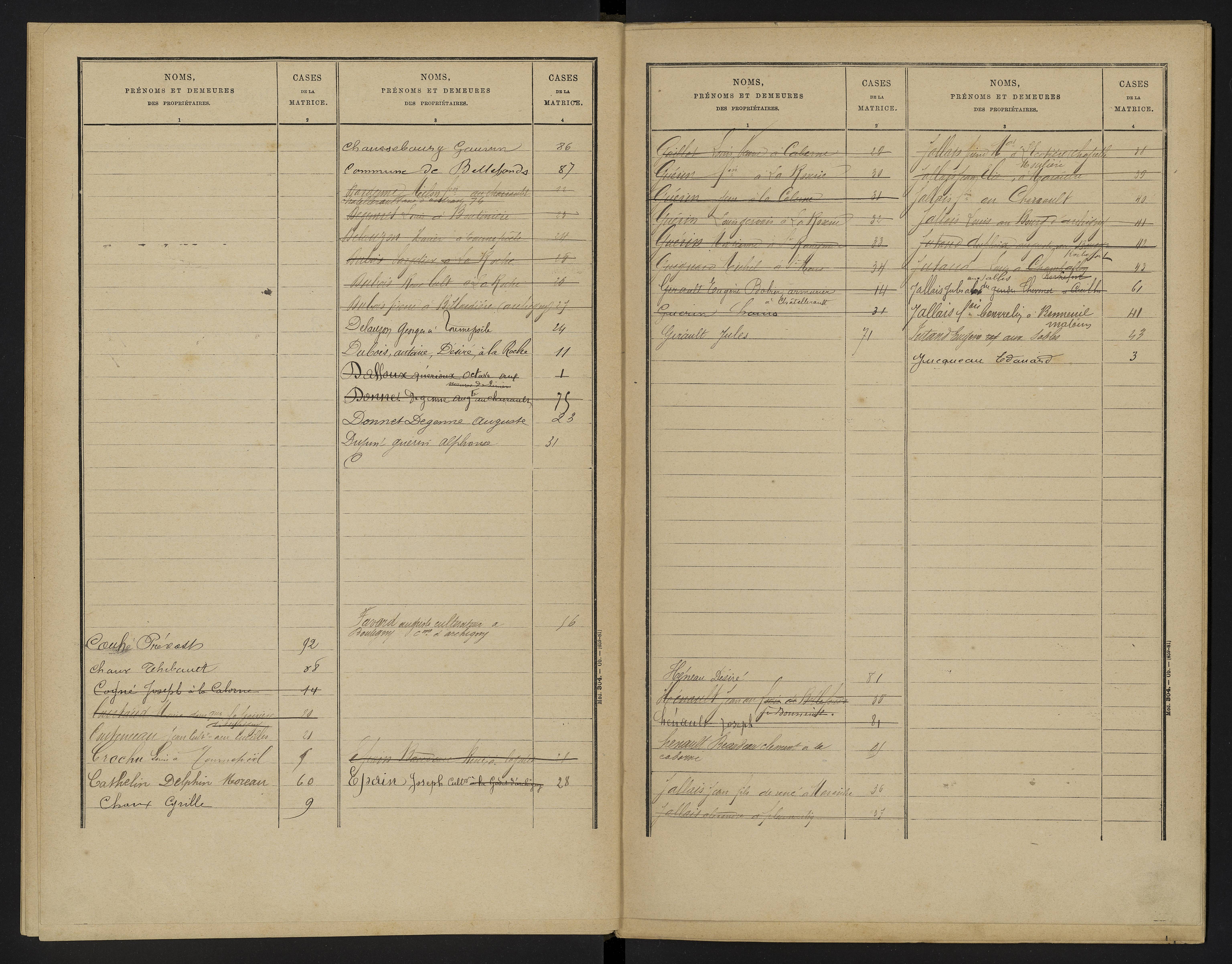 Bellefonds - FRAD086_cadastre Cases 1-92, 
