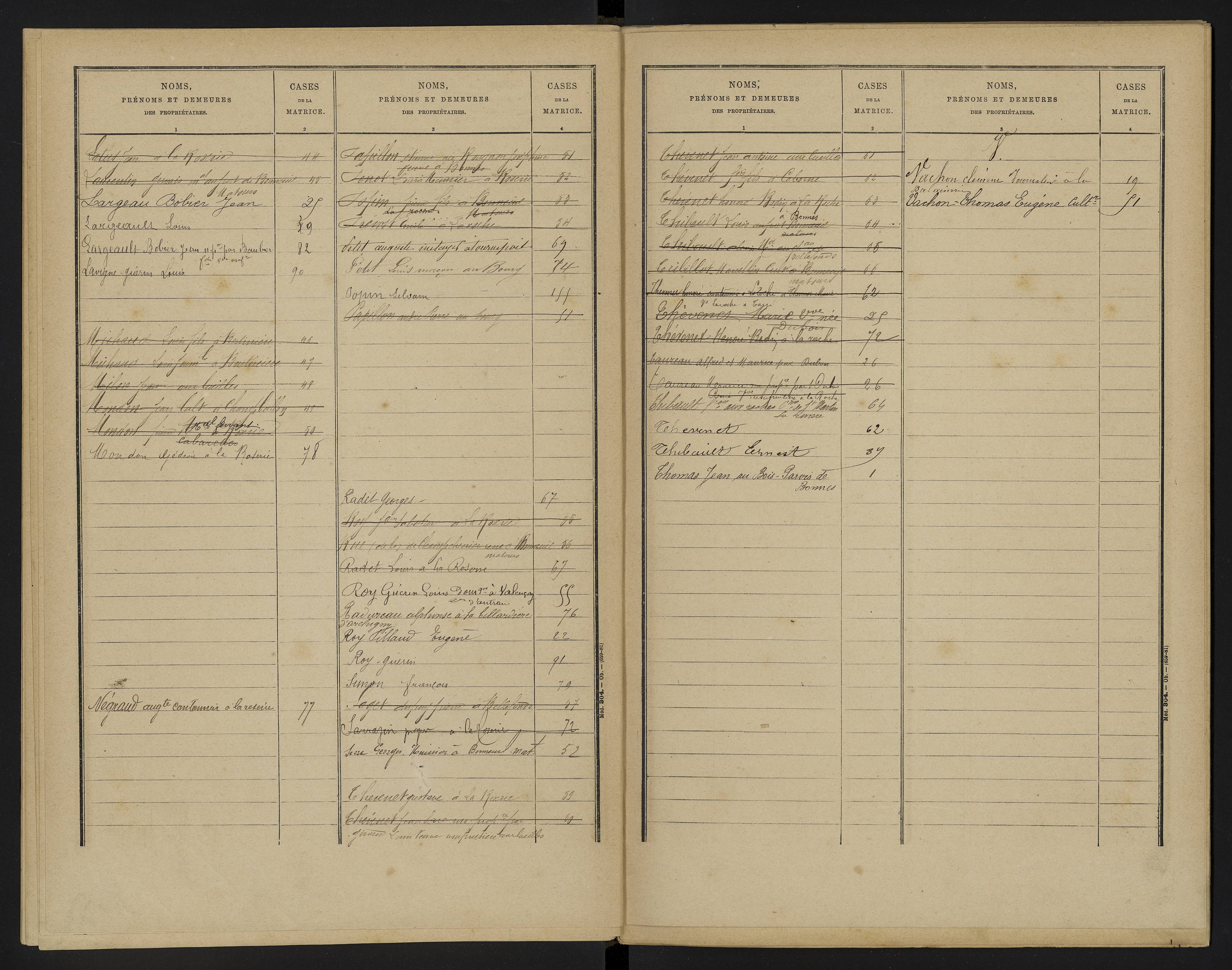 Bellefonds - FRAD086_cadastre Cases 1-92, 