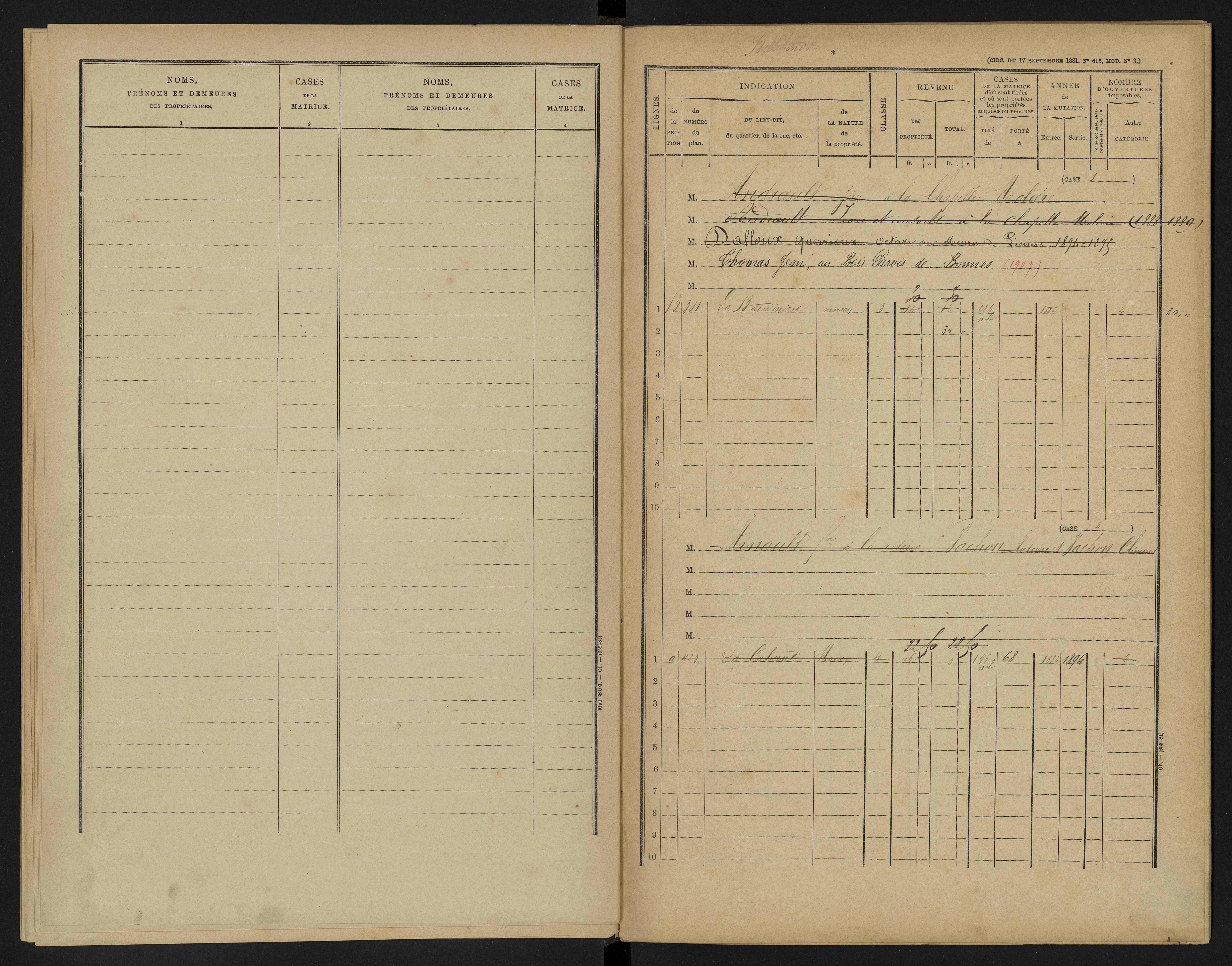 Bellefonds - FRAD086_cadastre Cases 1-92, 