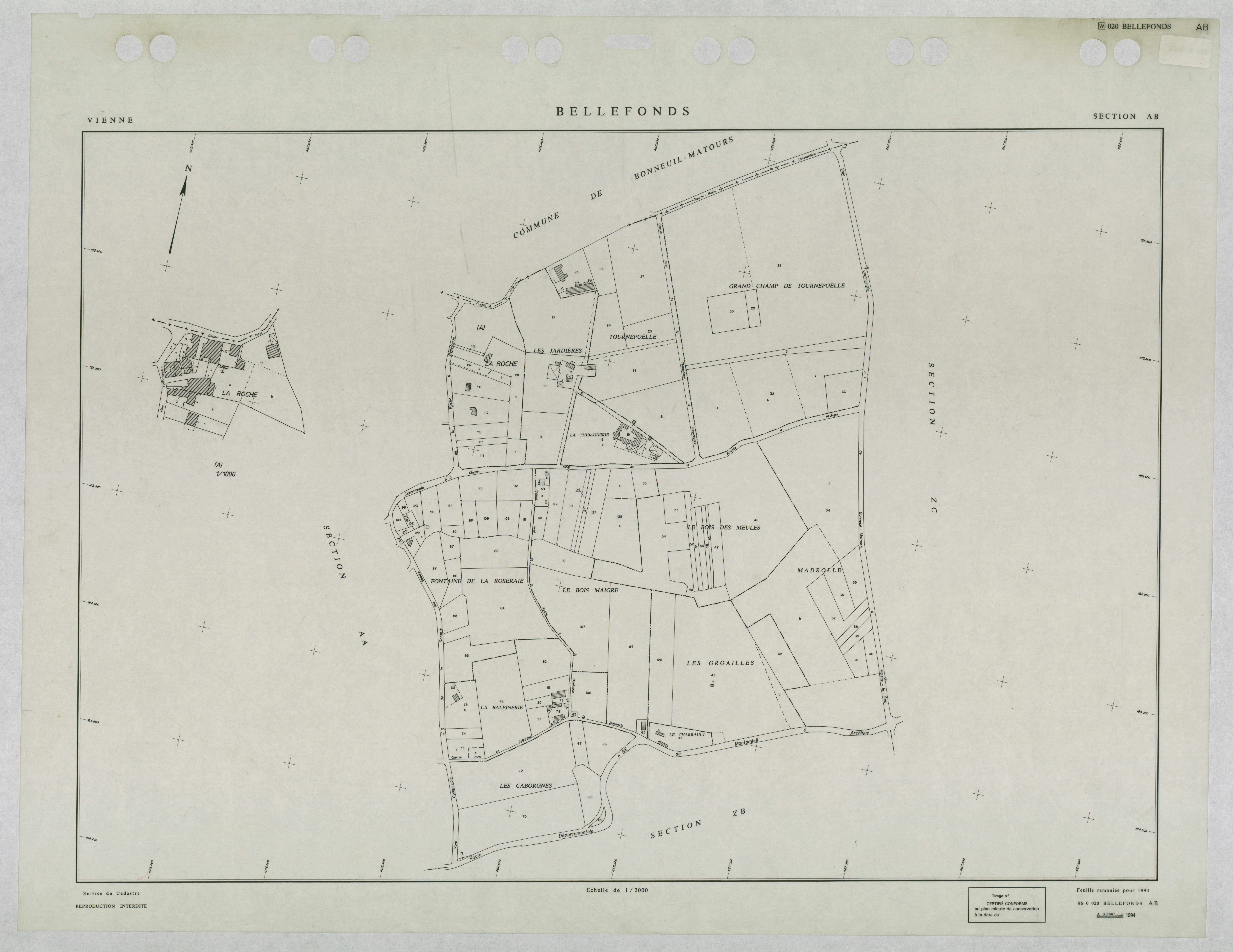 Bellefonds - FRAD086_cadastre Plans remaniés 