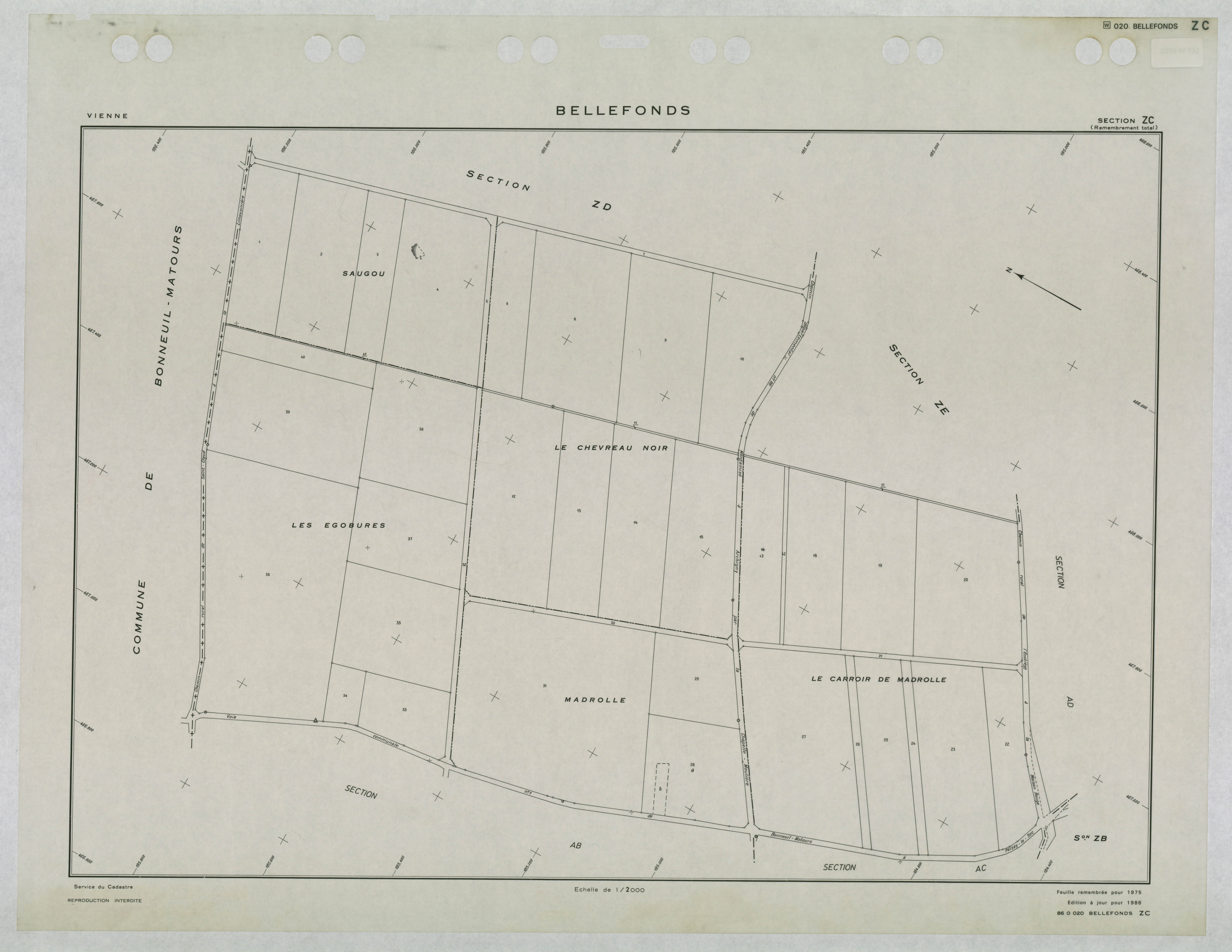 Bellefonds - FRAD086_cadastre Plans remembrés 