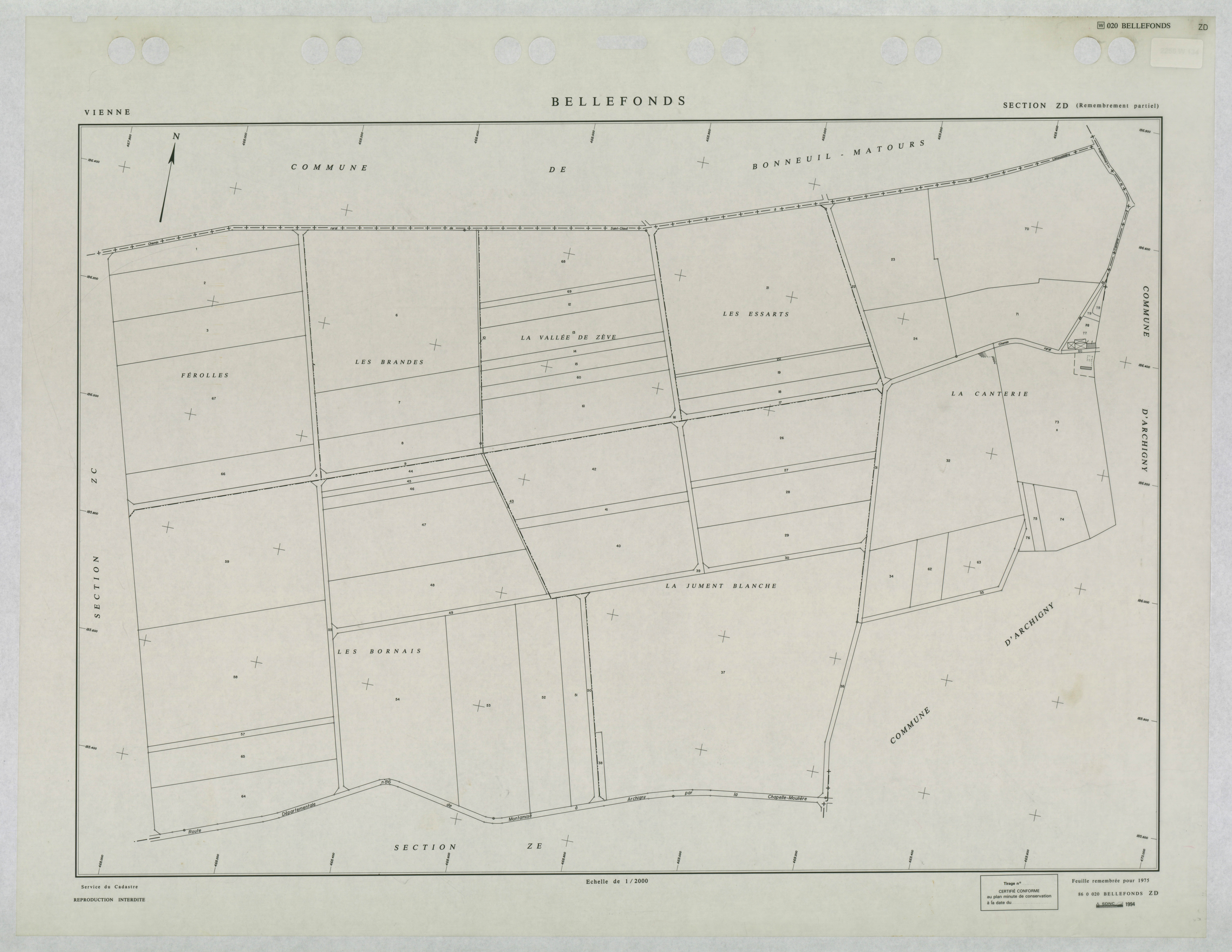 Bellefonds - FRAD086_cadastre Plans remembrés 