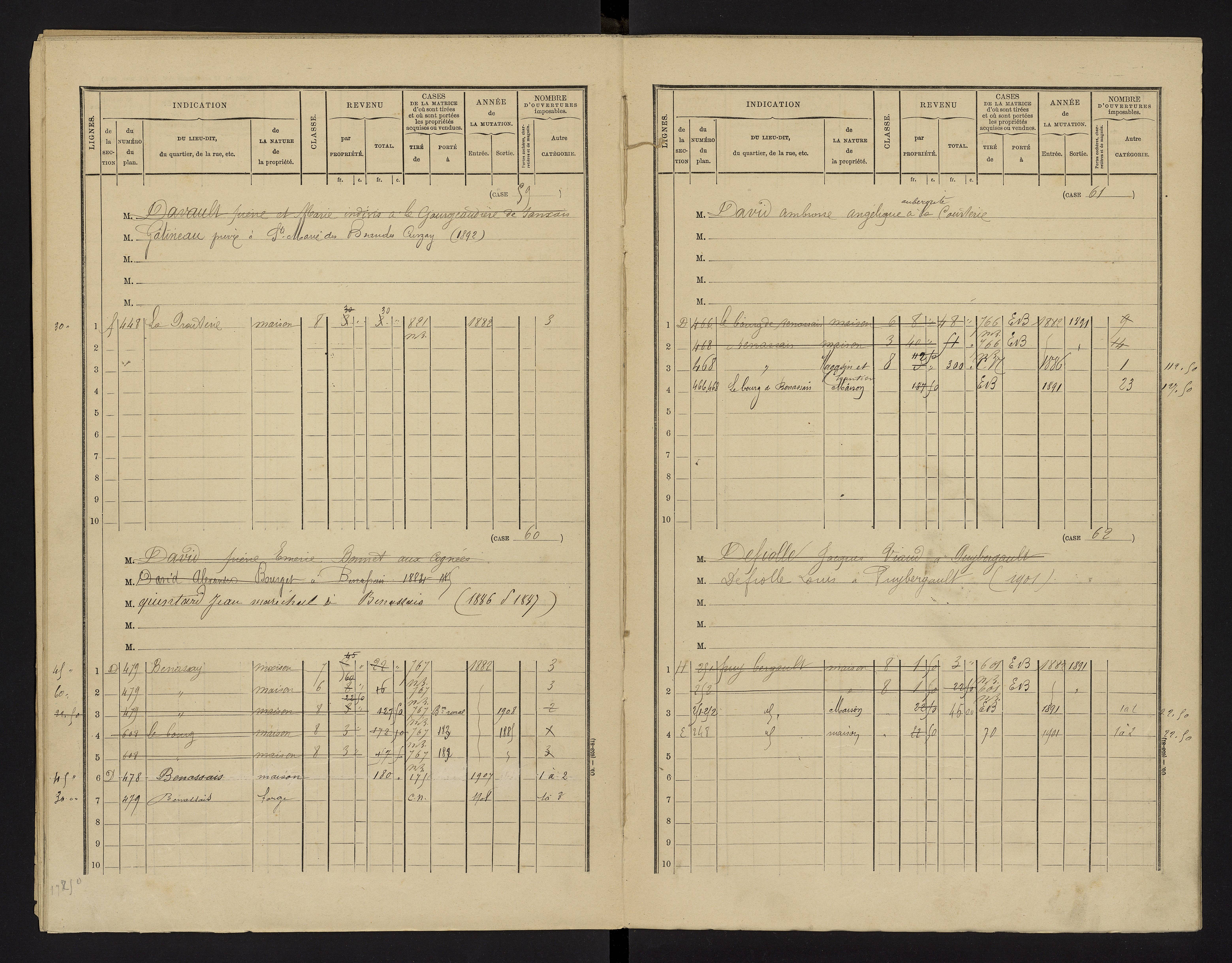 Benassay - FRAD086_cadastre Cases 1-240 