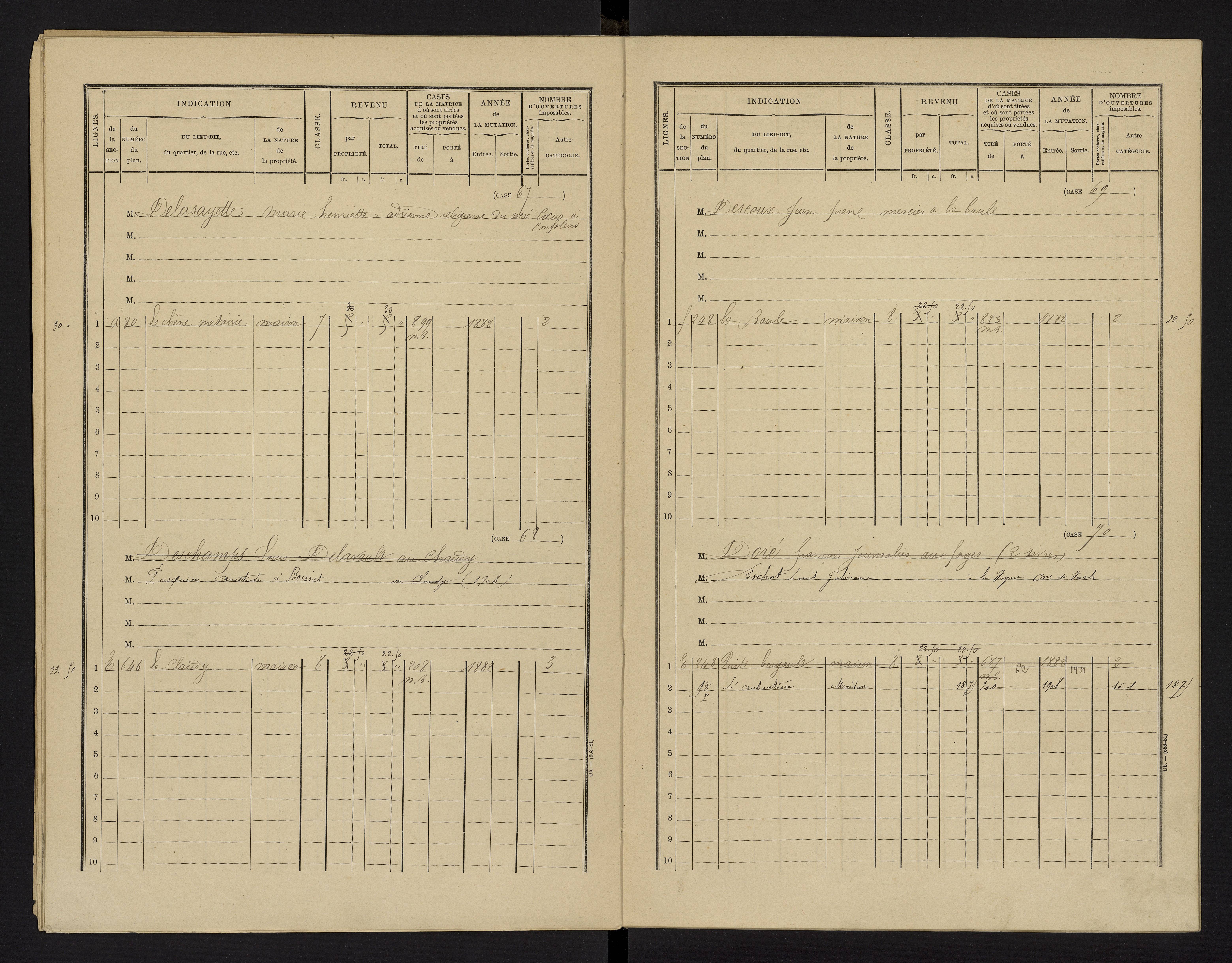 Benassay - FRAD086_cadastre Cases 1-240 
