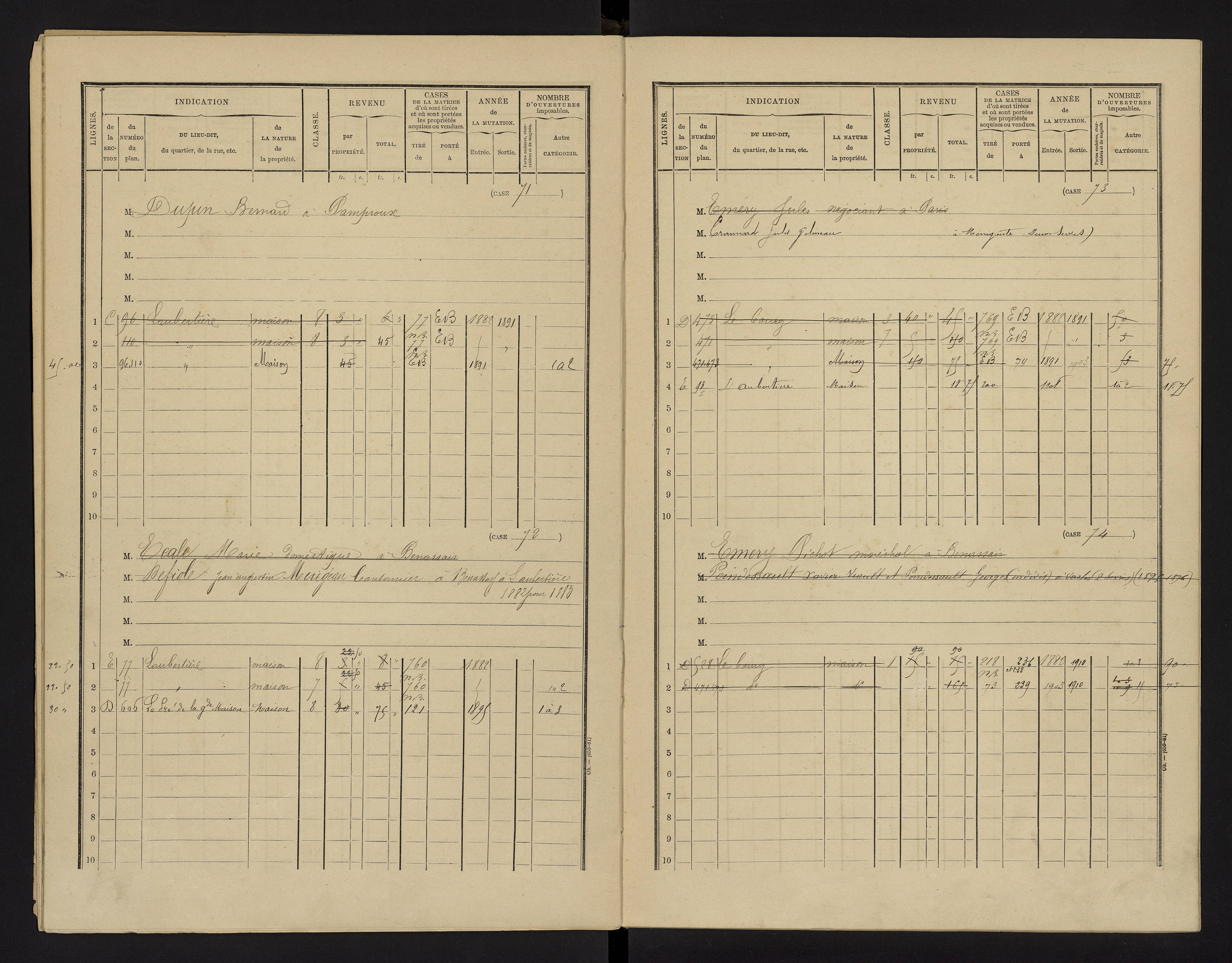 Benassay - FRAD086_cadastre Cases 1-240 