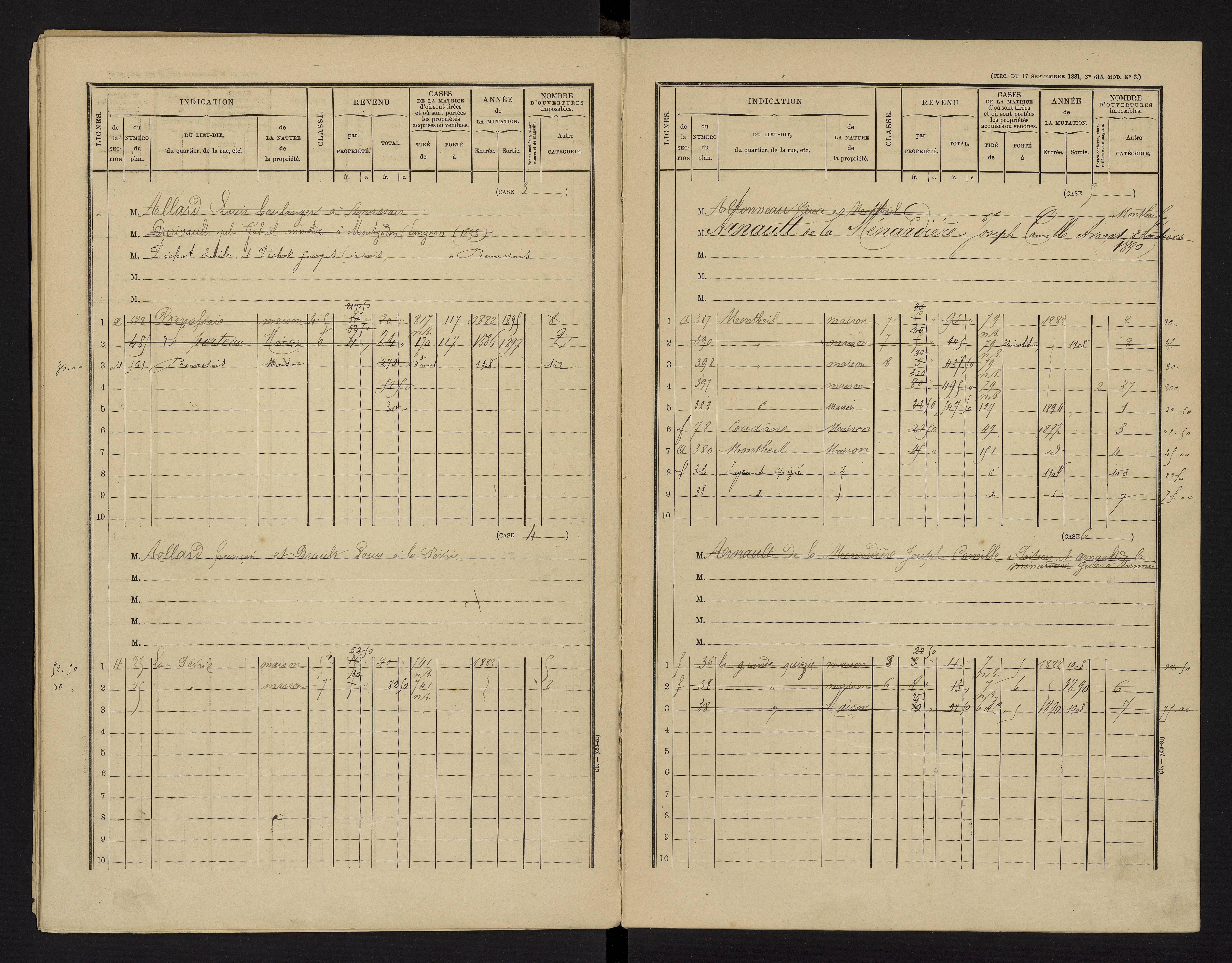 Benassay - FRAD086_cadastre Cases 1-240 