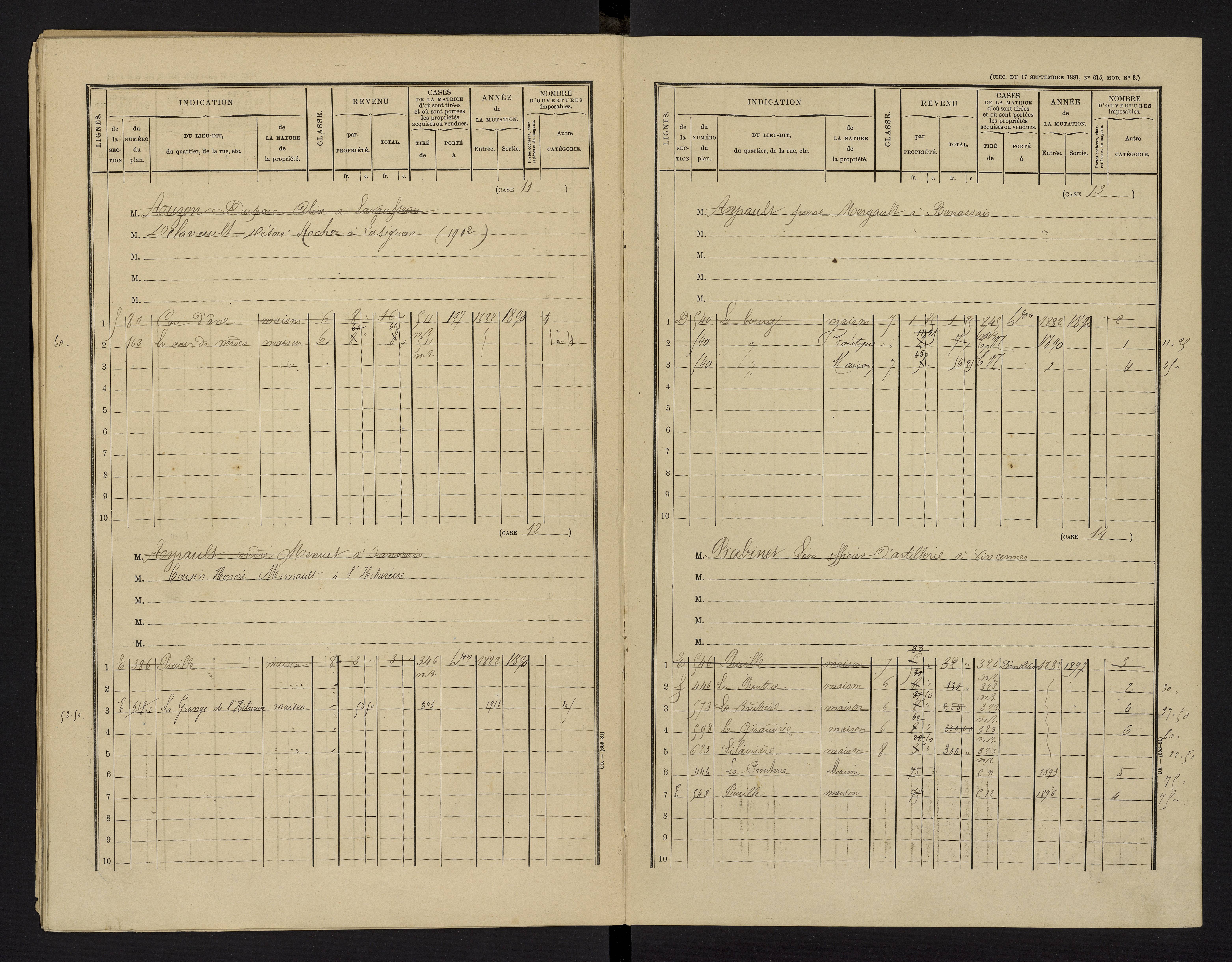 Benassay - FRAD086_cadastre Cases 1-240 
