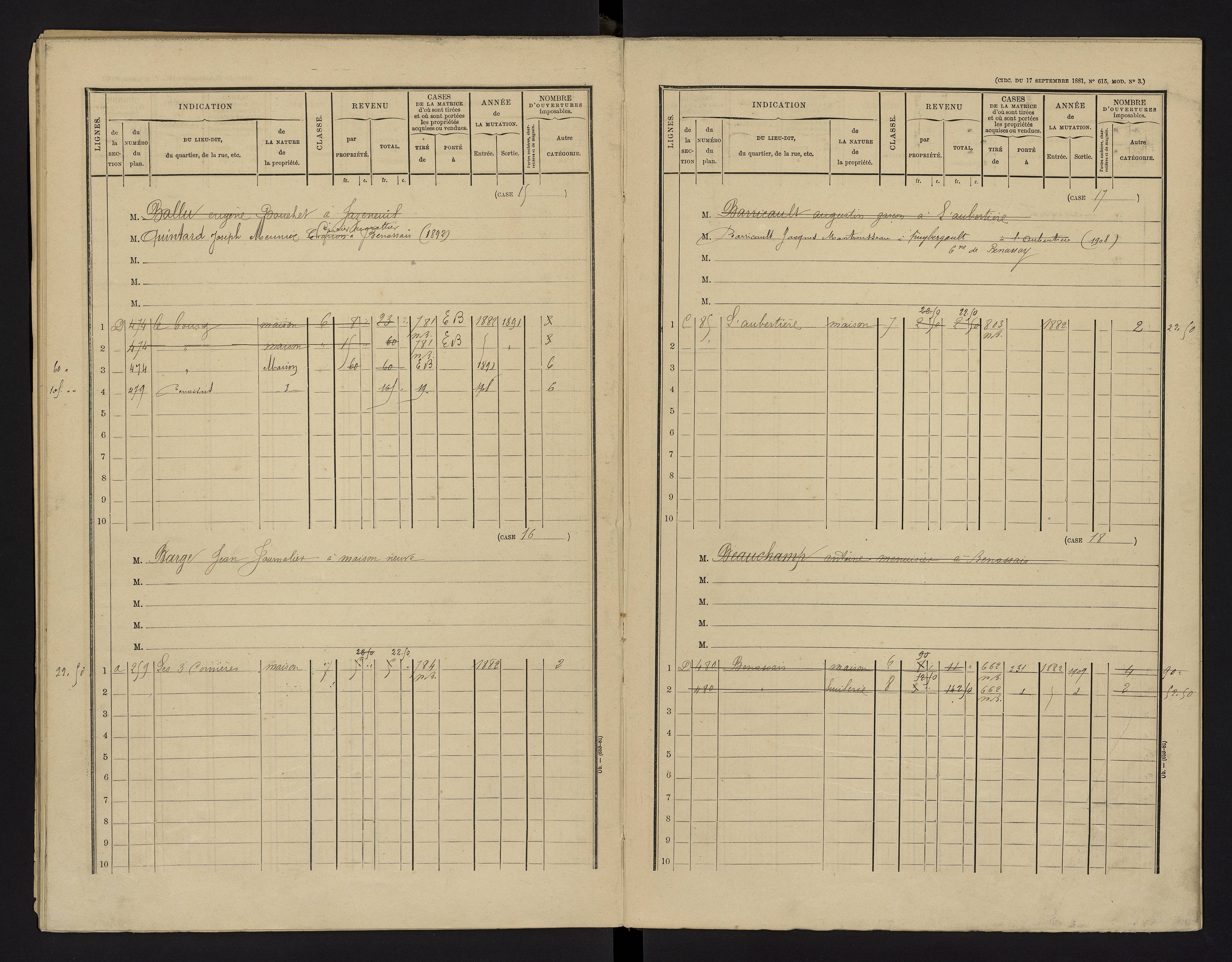 Benassay - FRAD086_cadastre Cases 1-240 