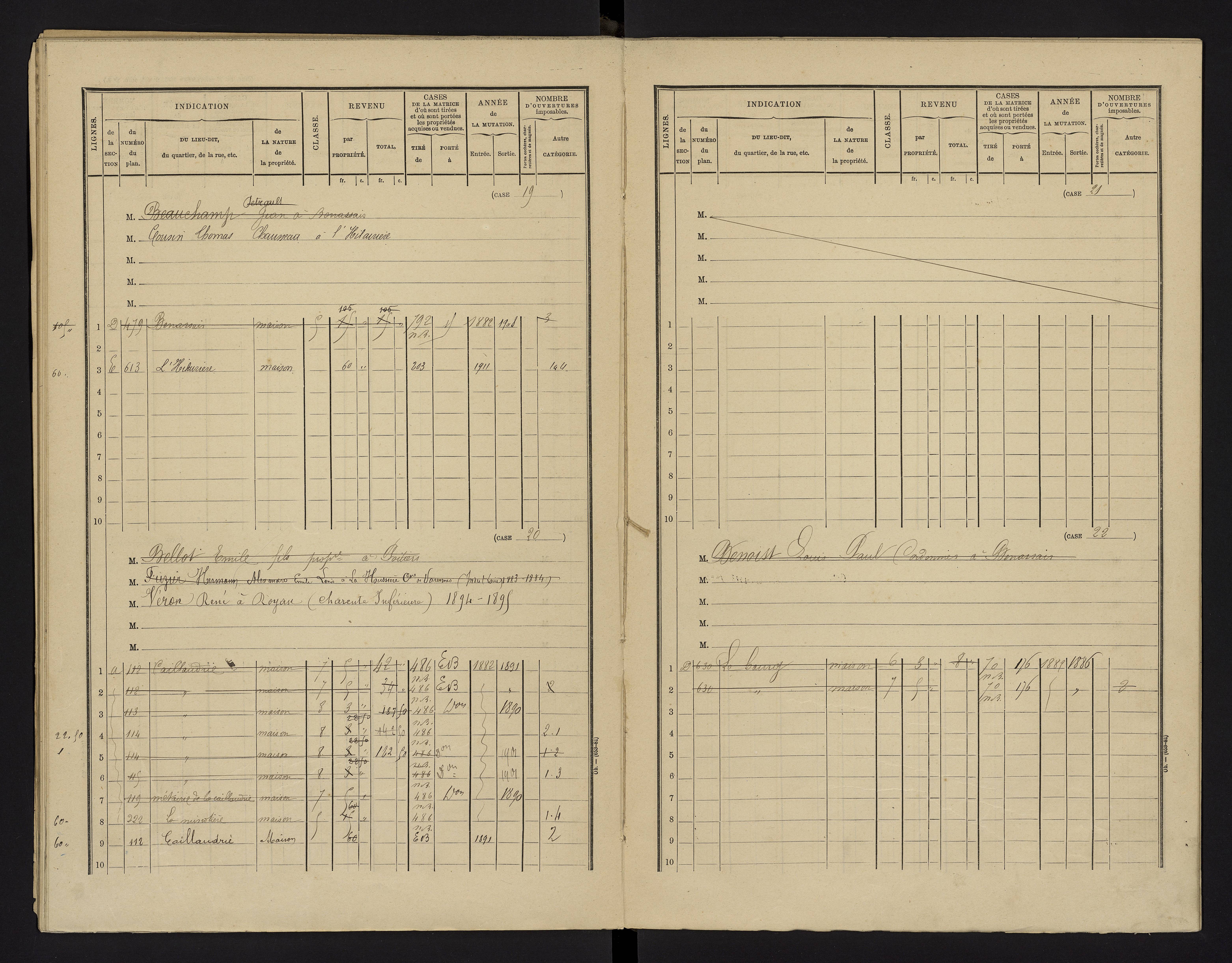 Benassay - FRAD086_cadastre Cases 1-240 