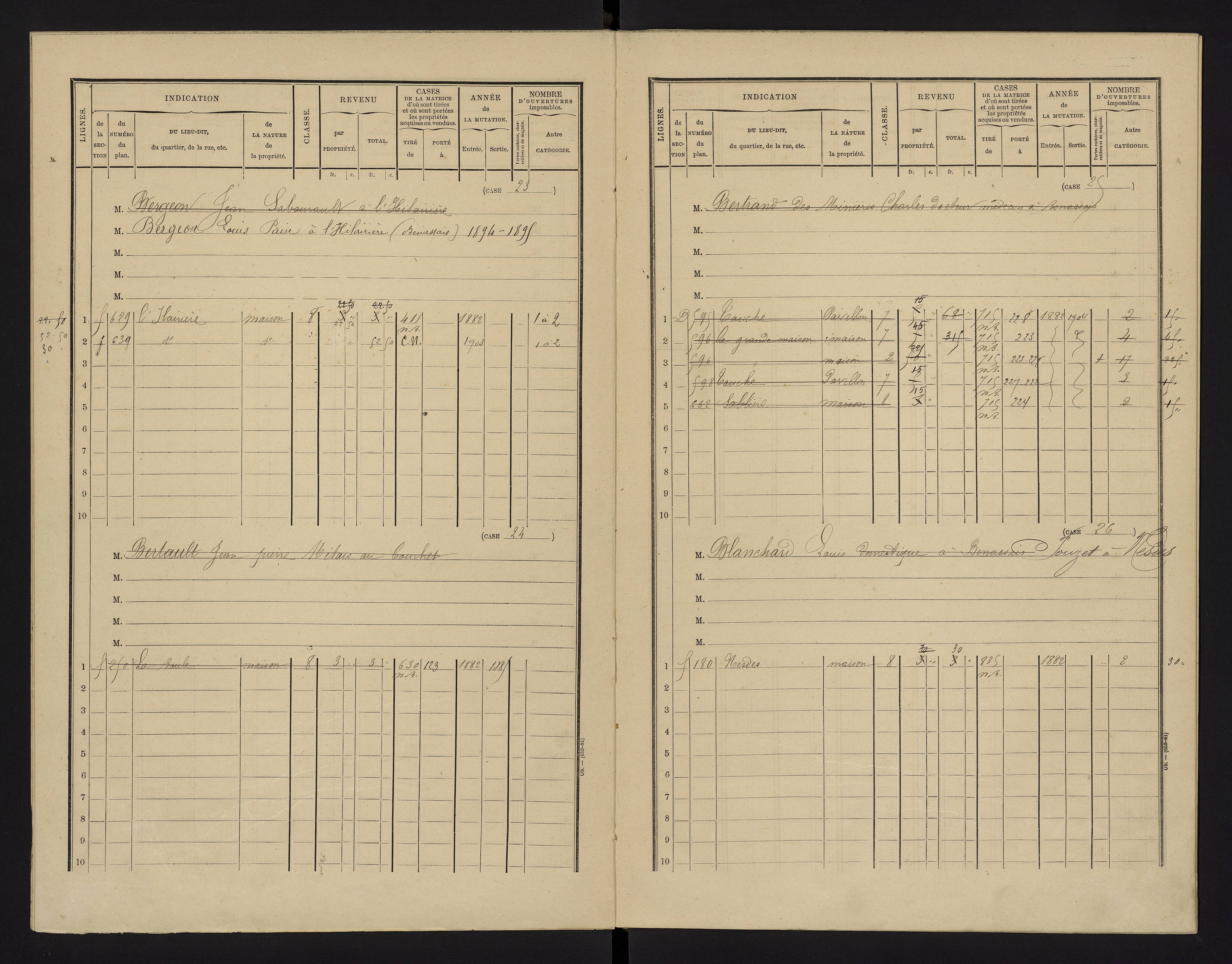 Benassay - FRAD086_cadastre Cases 1-240 