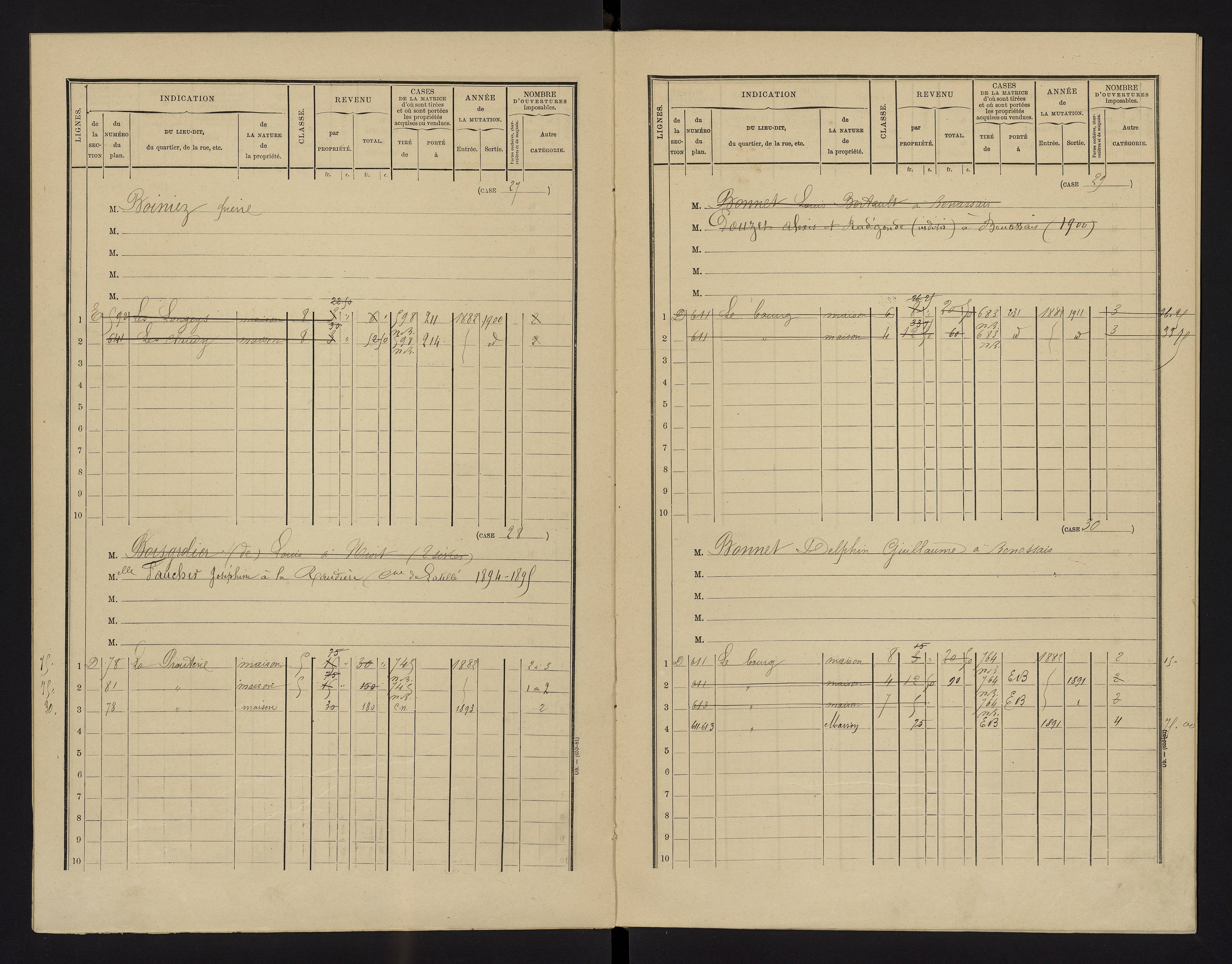Benassay - FRAD086_cadastre Cases 1-240 