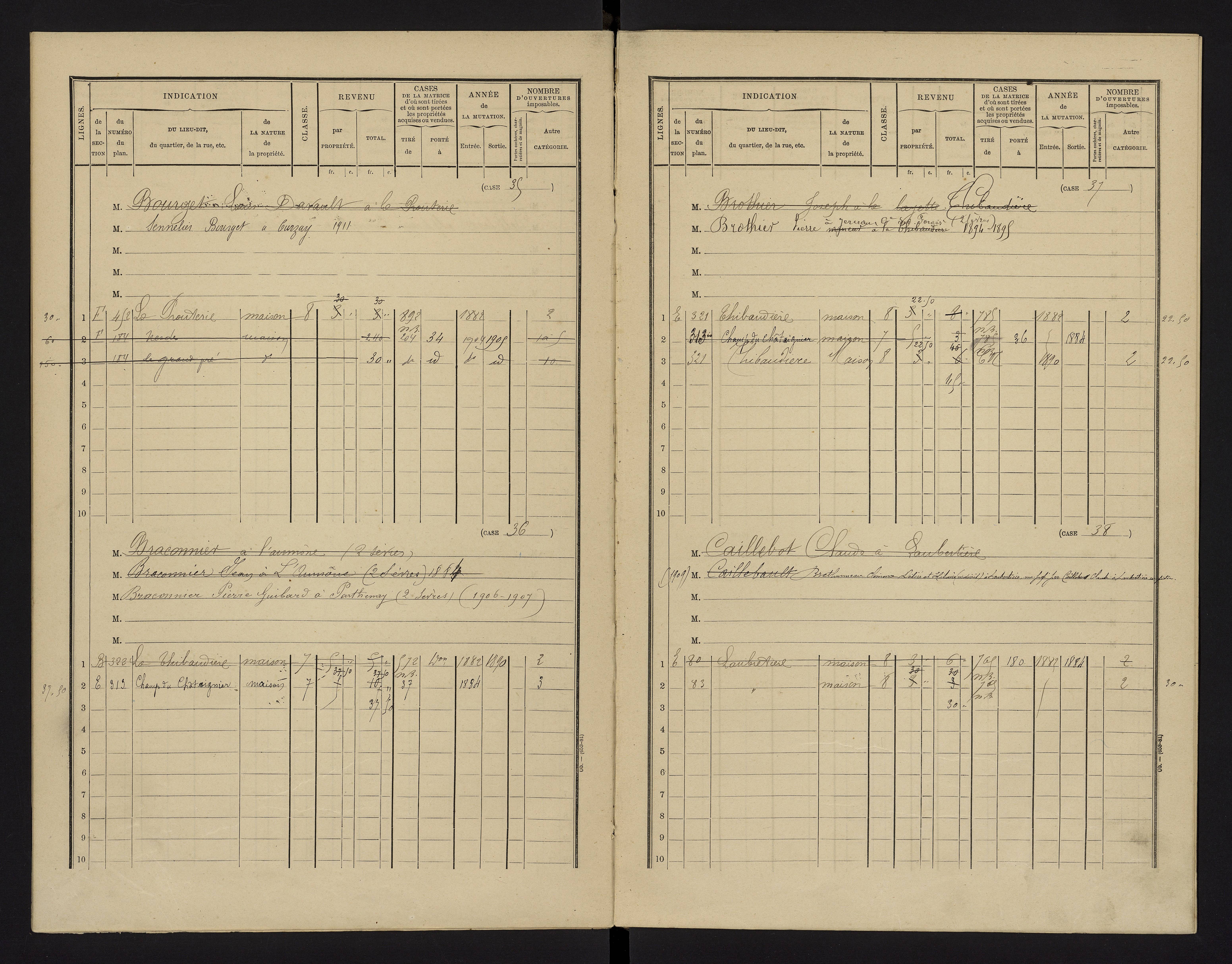 Benassay - FRAD086_cadastre Cases 1-240 