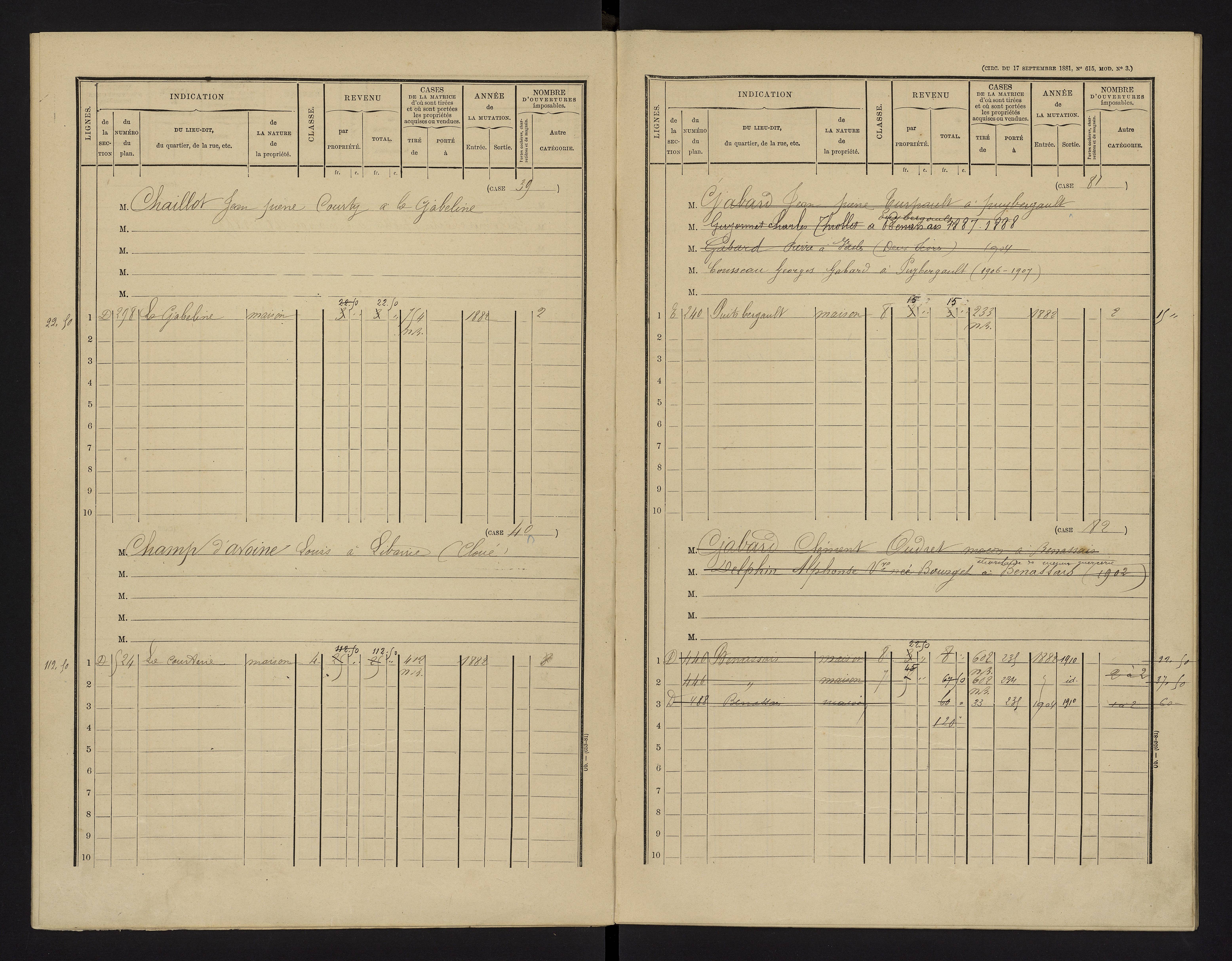 Benassay - FRAD086_cadastre Cases 1-240 