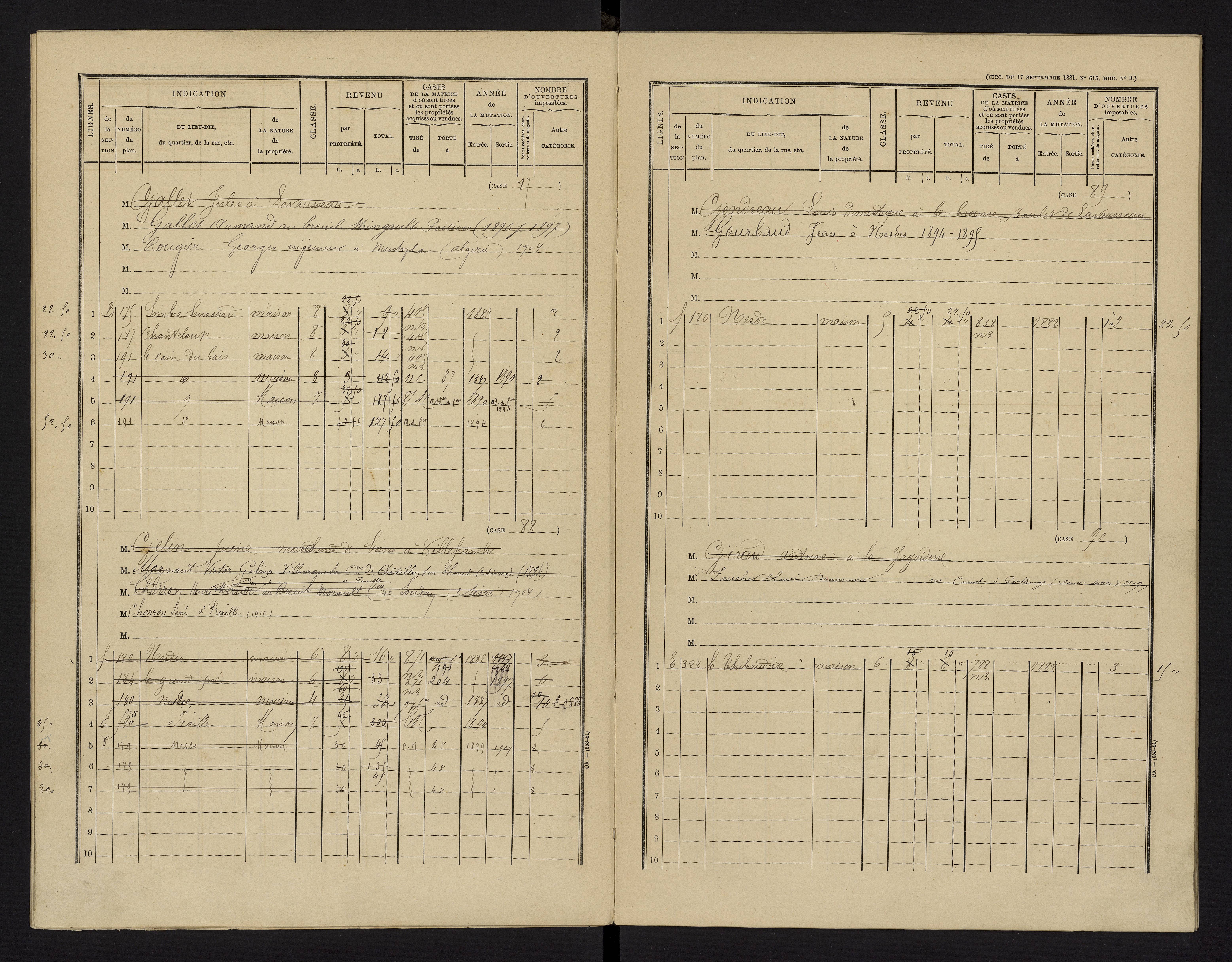 Benassay - FRAD086_cadastre Cases 1-240 