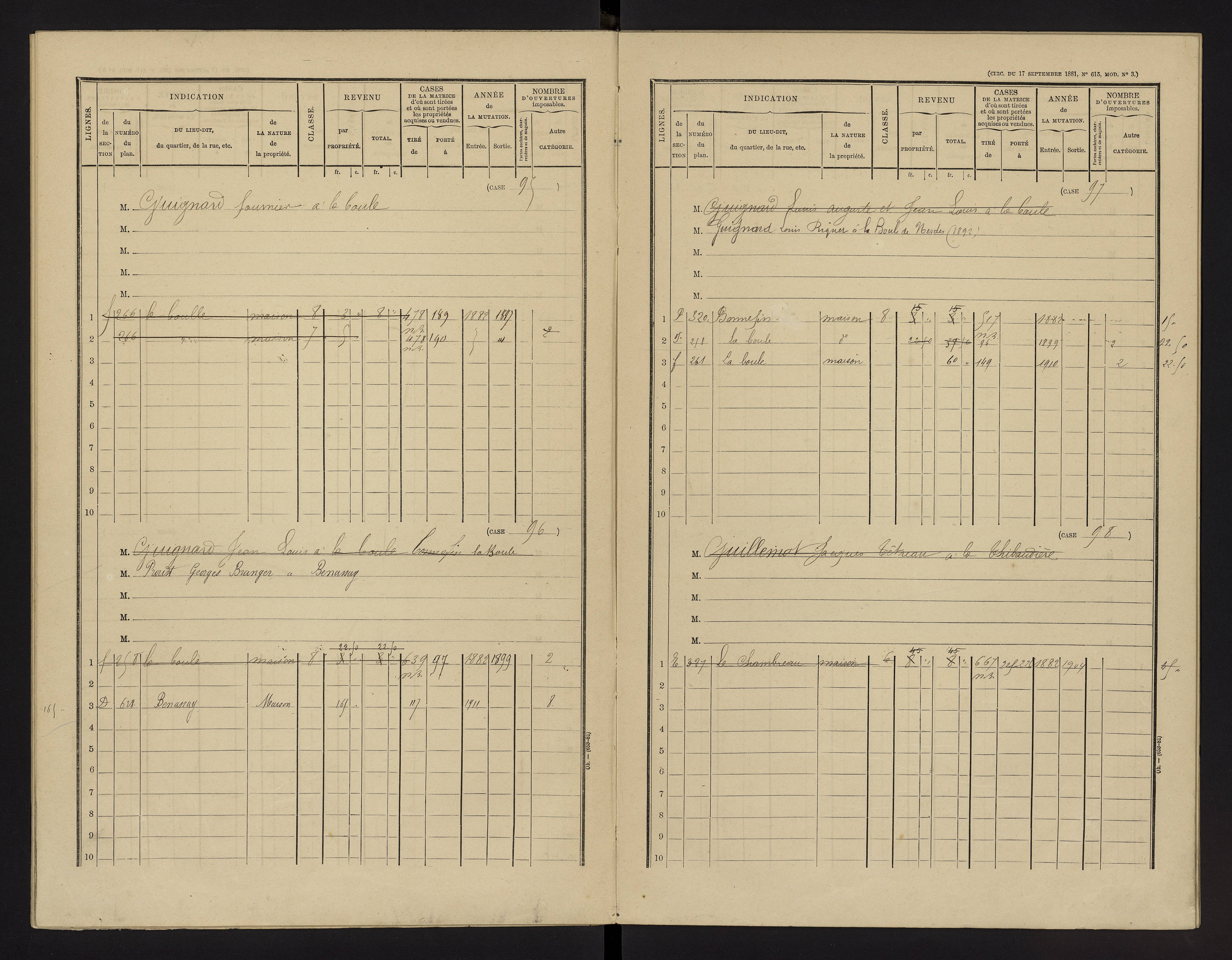 Benassay - FRAD086_cadastre Cases 1-240 