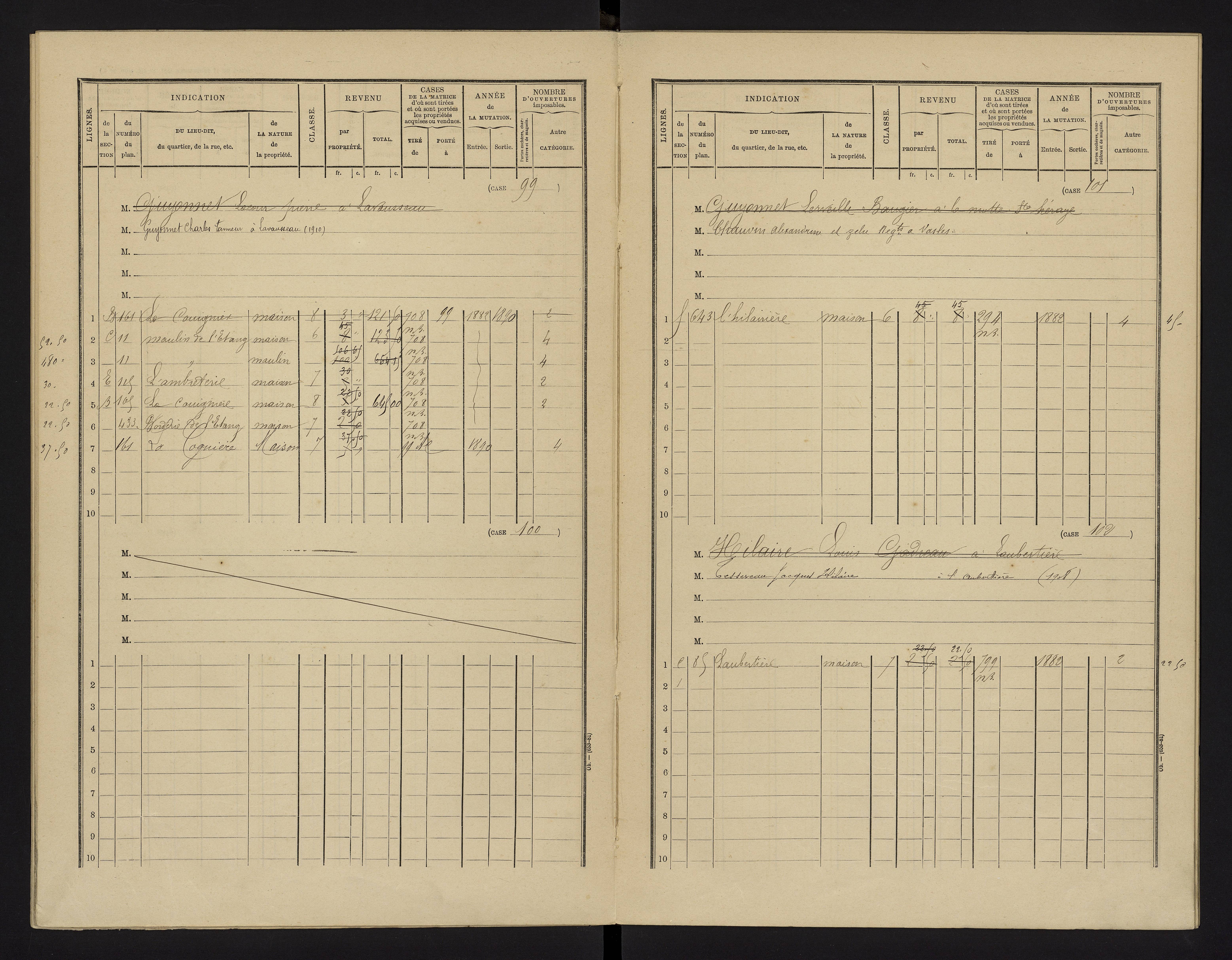 Benassay - FRAD086_cadastre Cases 1-240 