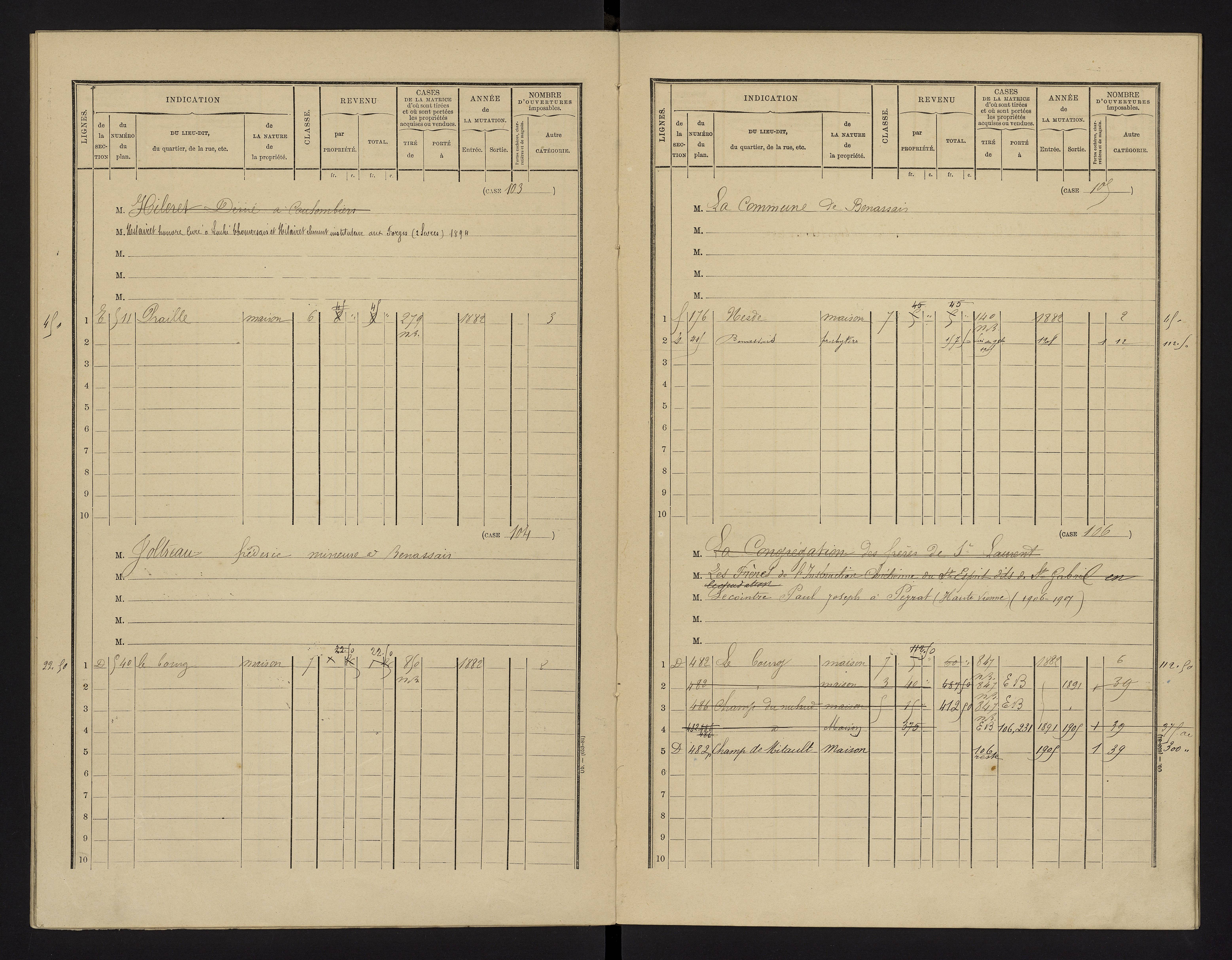 Benassay - FRAD086_cadastre Cases 1-240 