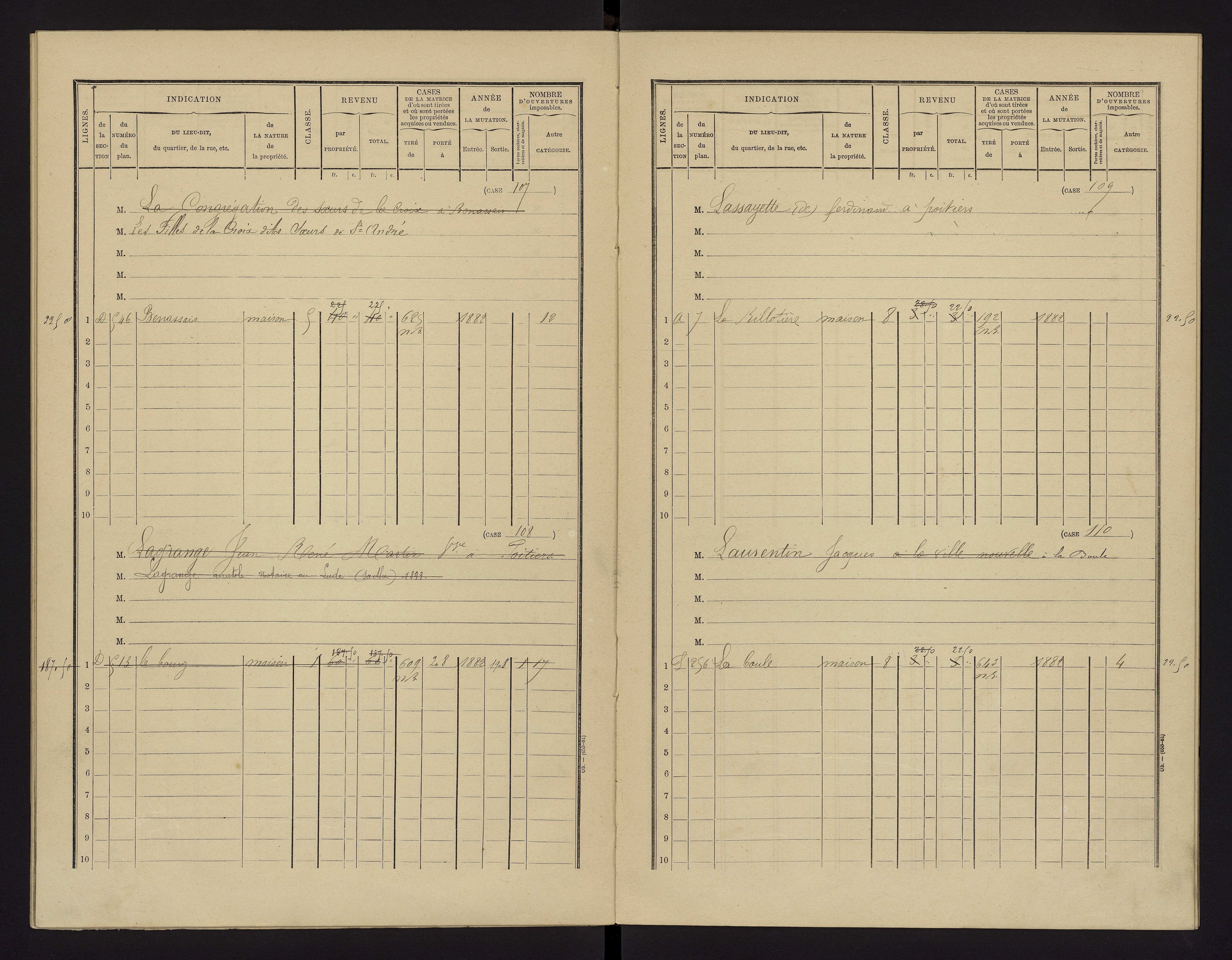 Benassay - FRAD086_cadastre Cases 1-240 