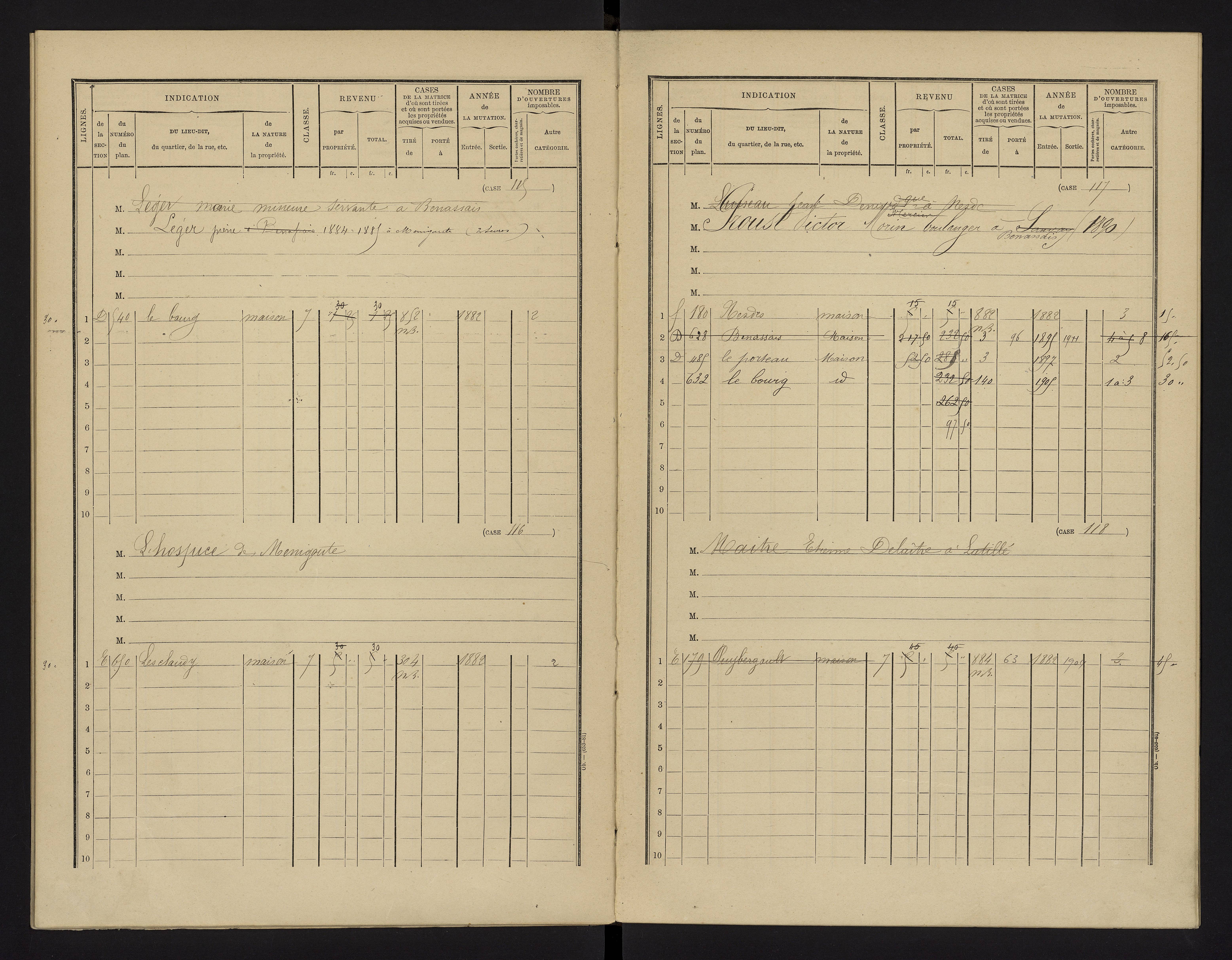 Benassay - FRAD086_cadastre Cases 1-240 