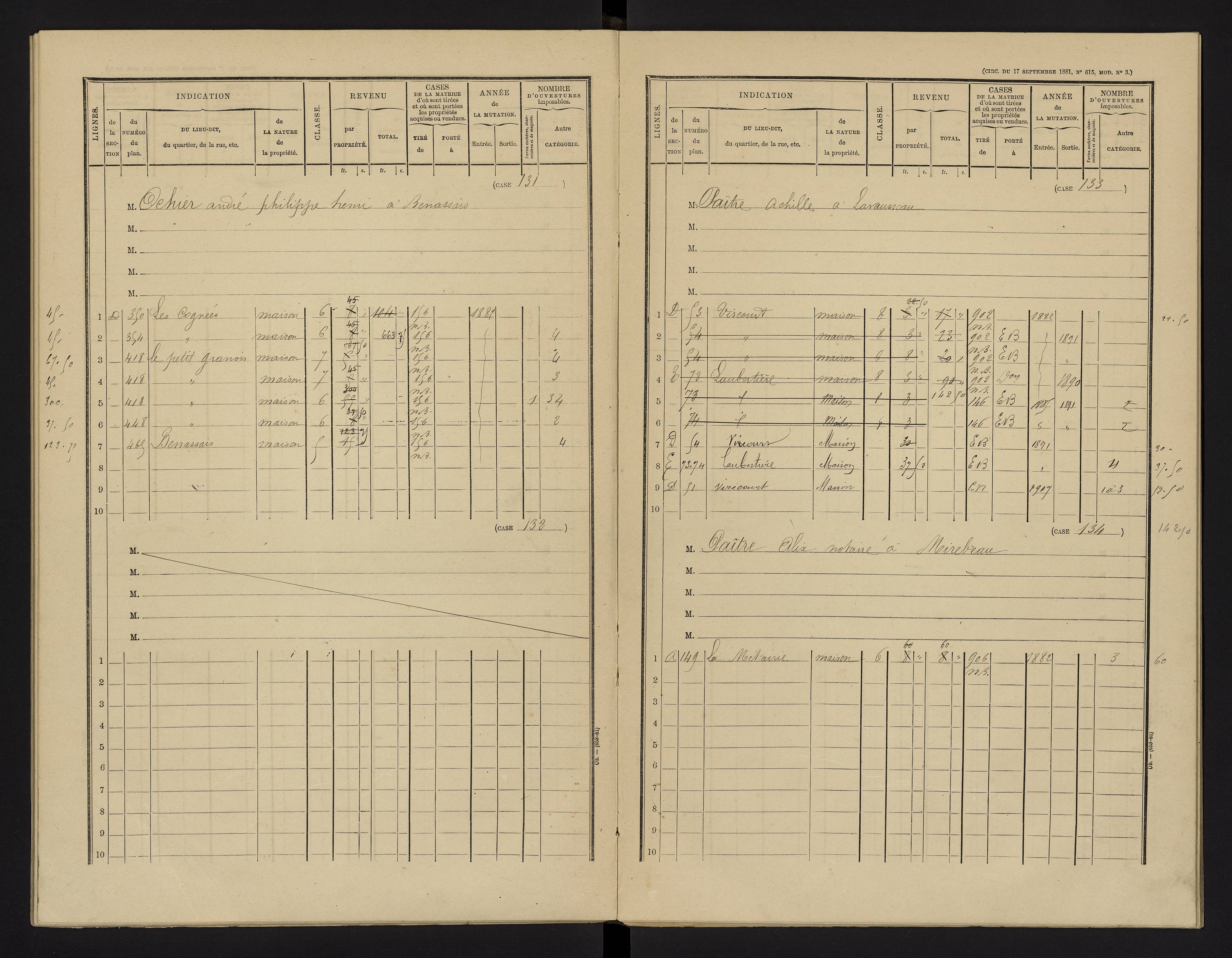Benassay - FRAD086_cadastre Cases 1-240 