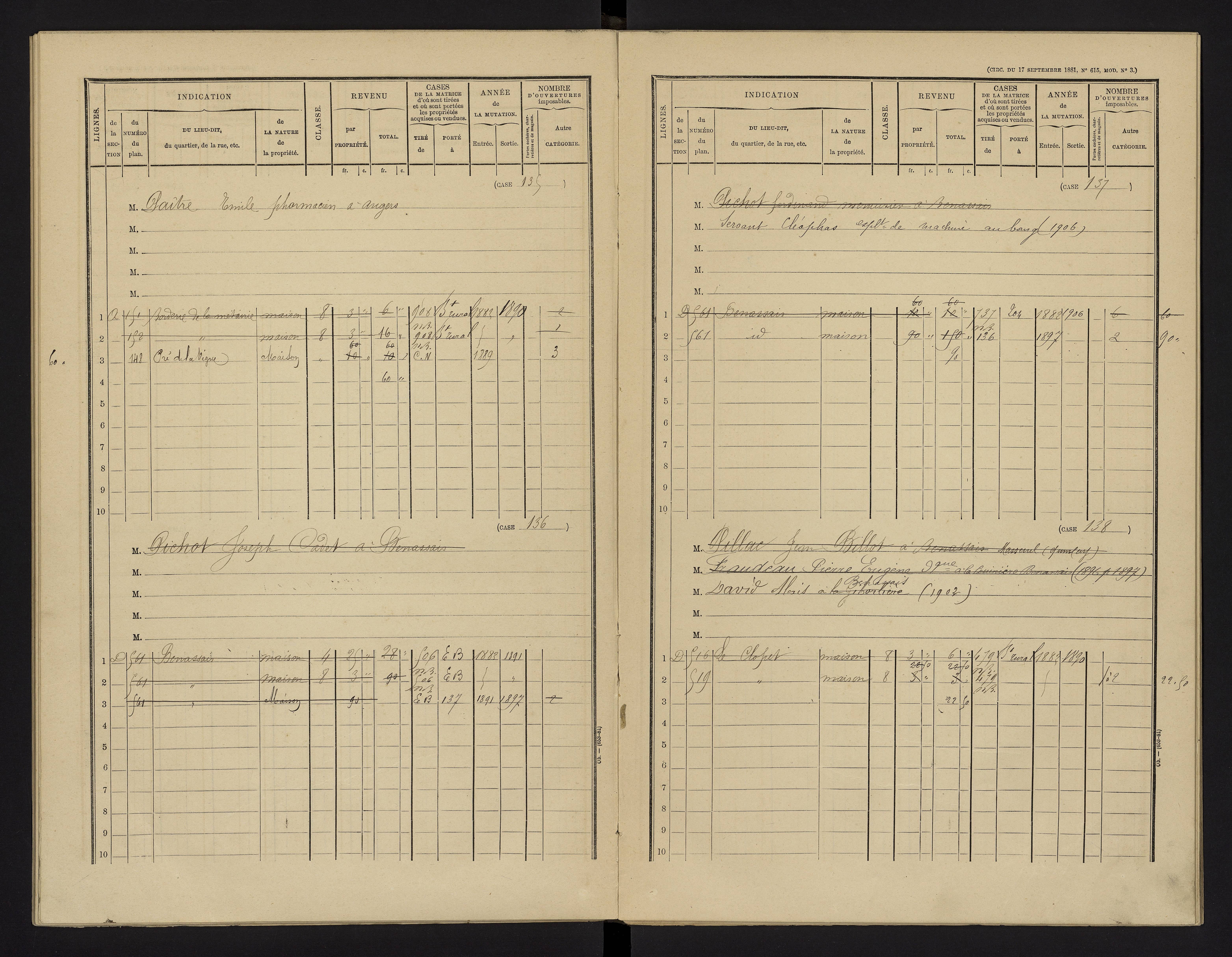 Benassay - FRAD086_cadastre Cases 1-240 