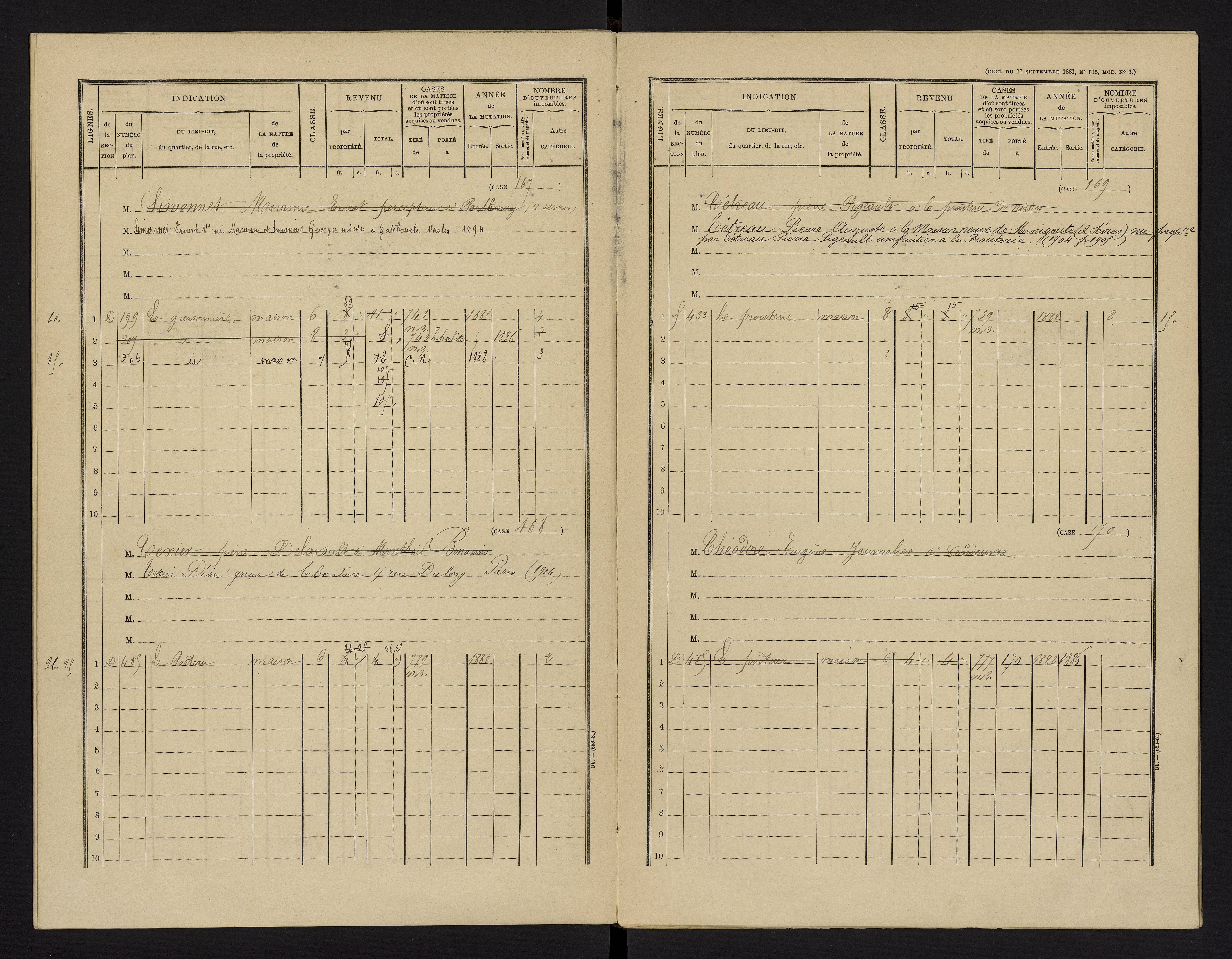 Benassay - FRAD086_cadastre Cases 1-240 