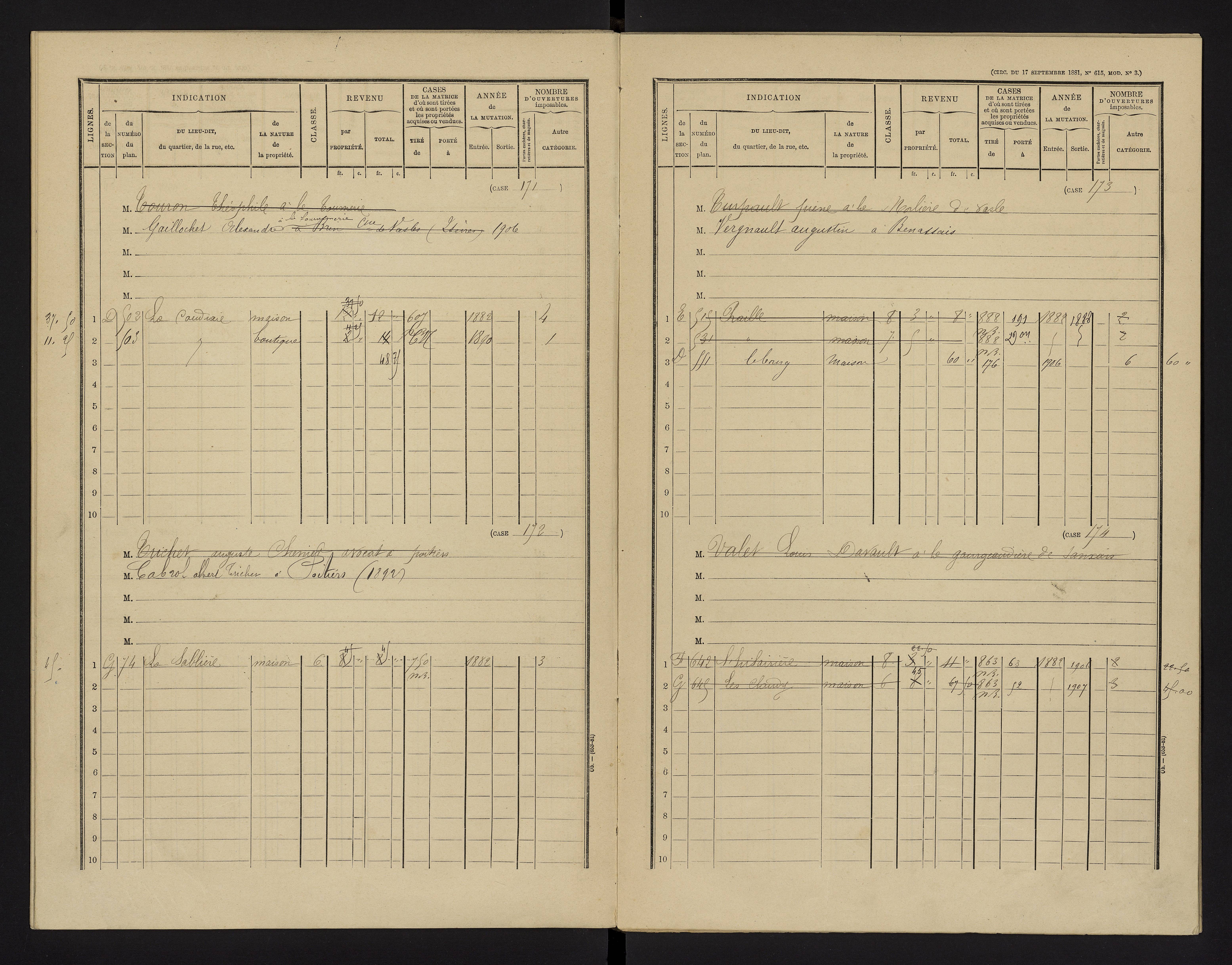 Benassay - FRAD086_cadastre Cases 1-240 