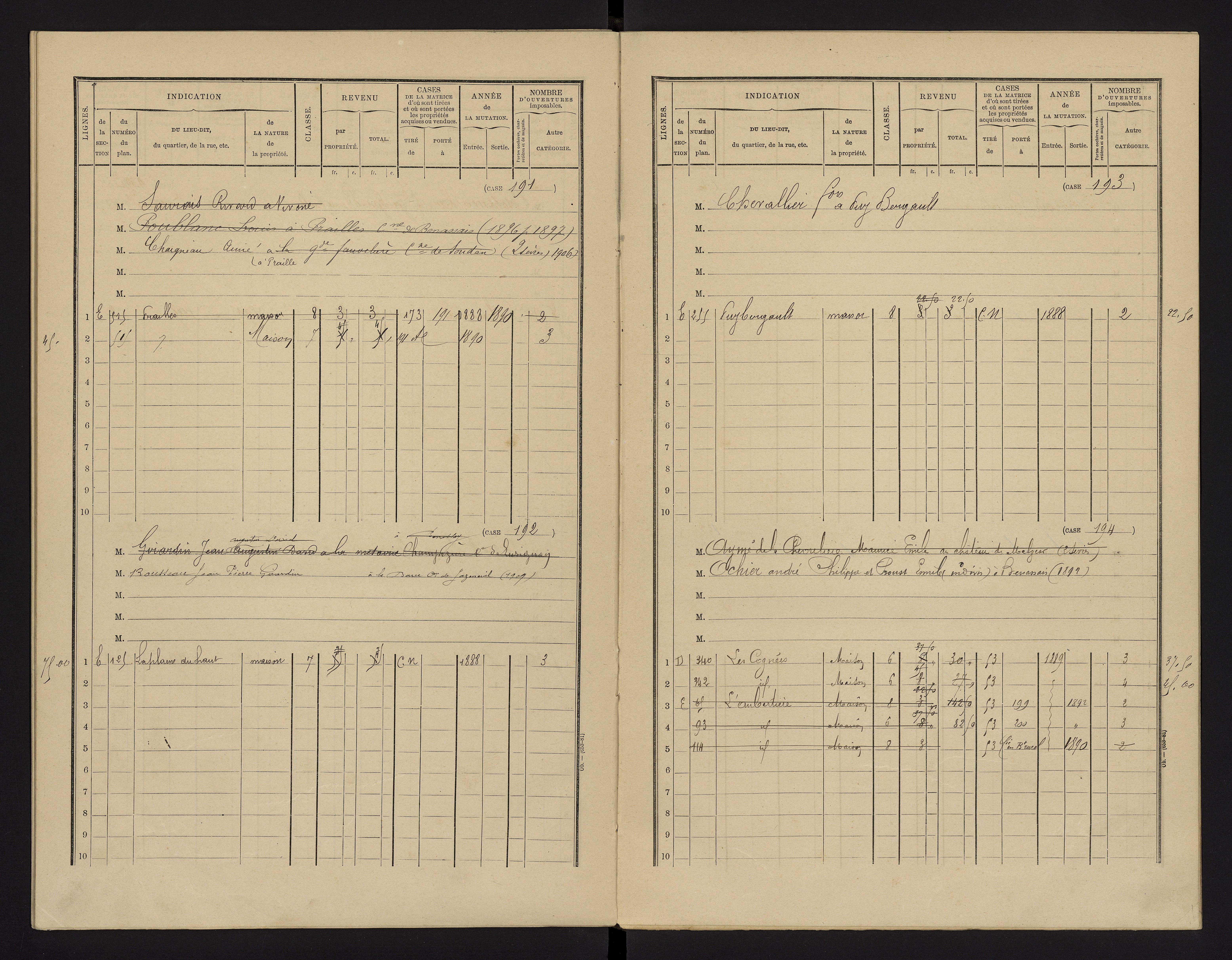 Benassay - FRAD086_cadastre Cases 1-240 