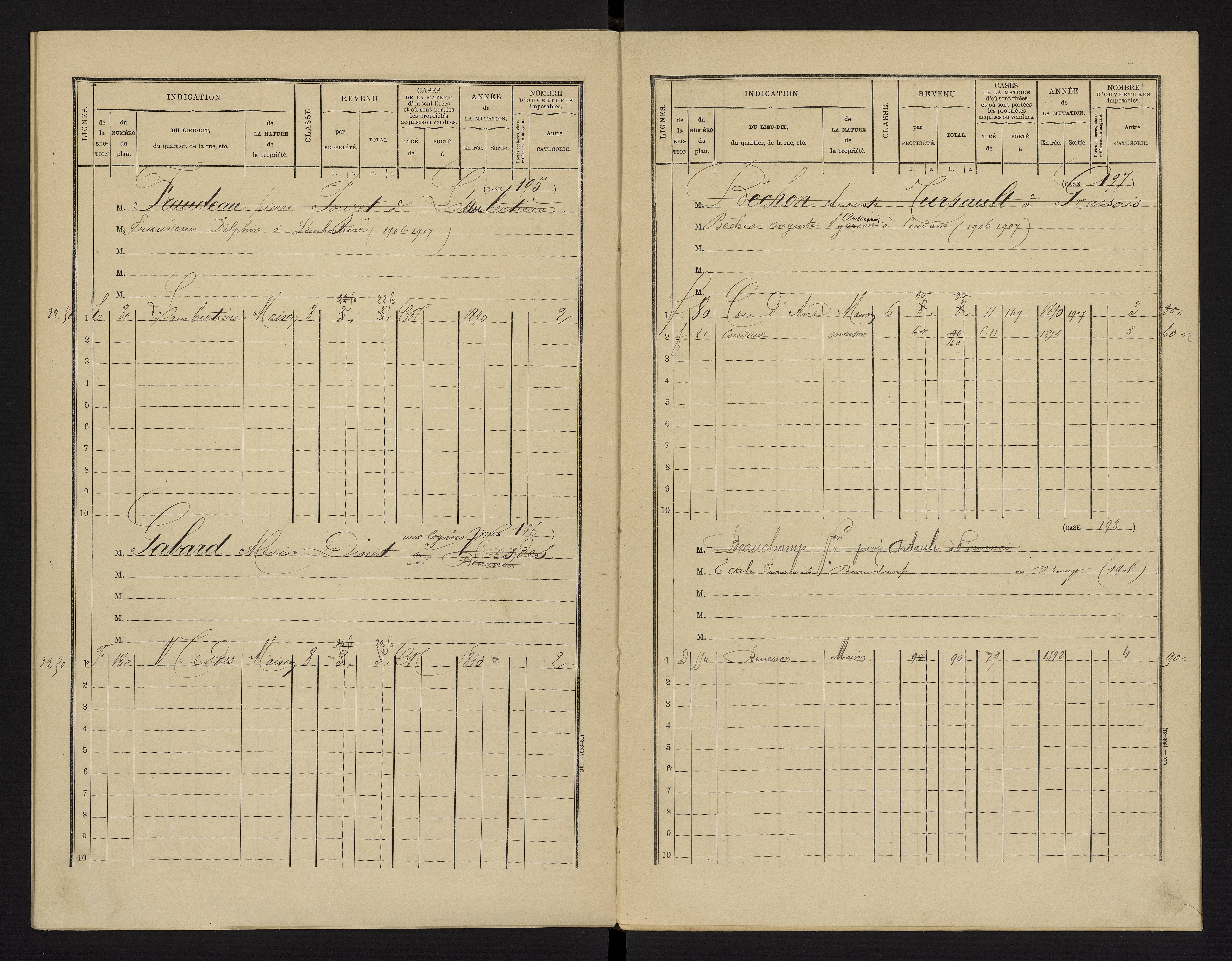 Benassay - FRAD086_cadastre Cases 1-240 