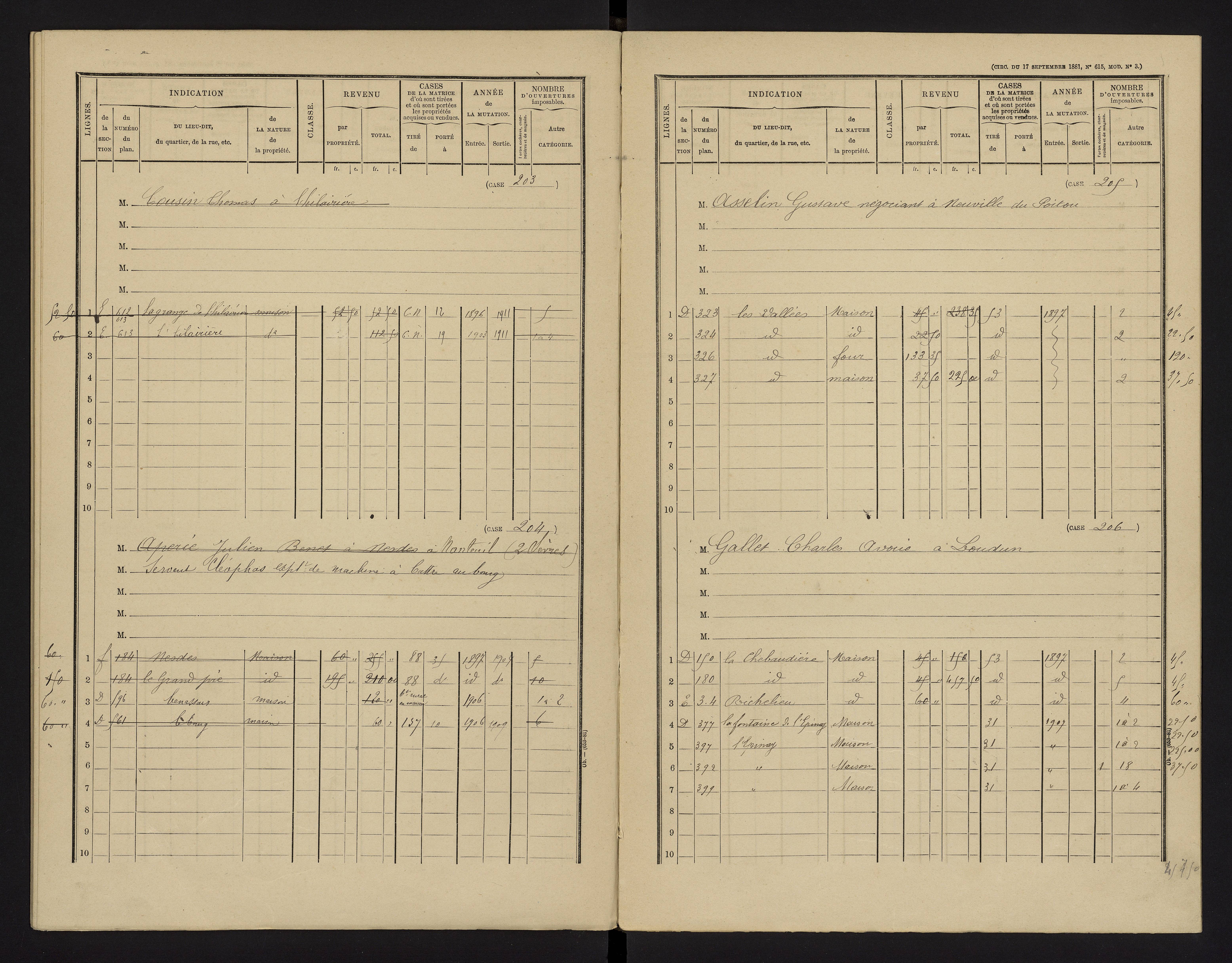 Benassay - FRAD086_cadastre Cases 1-240 