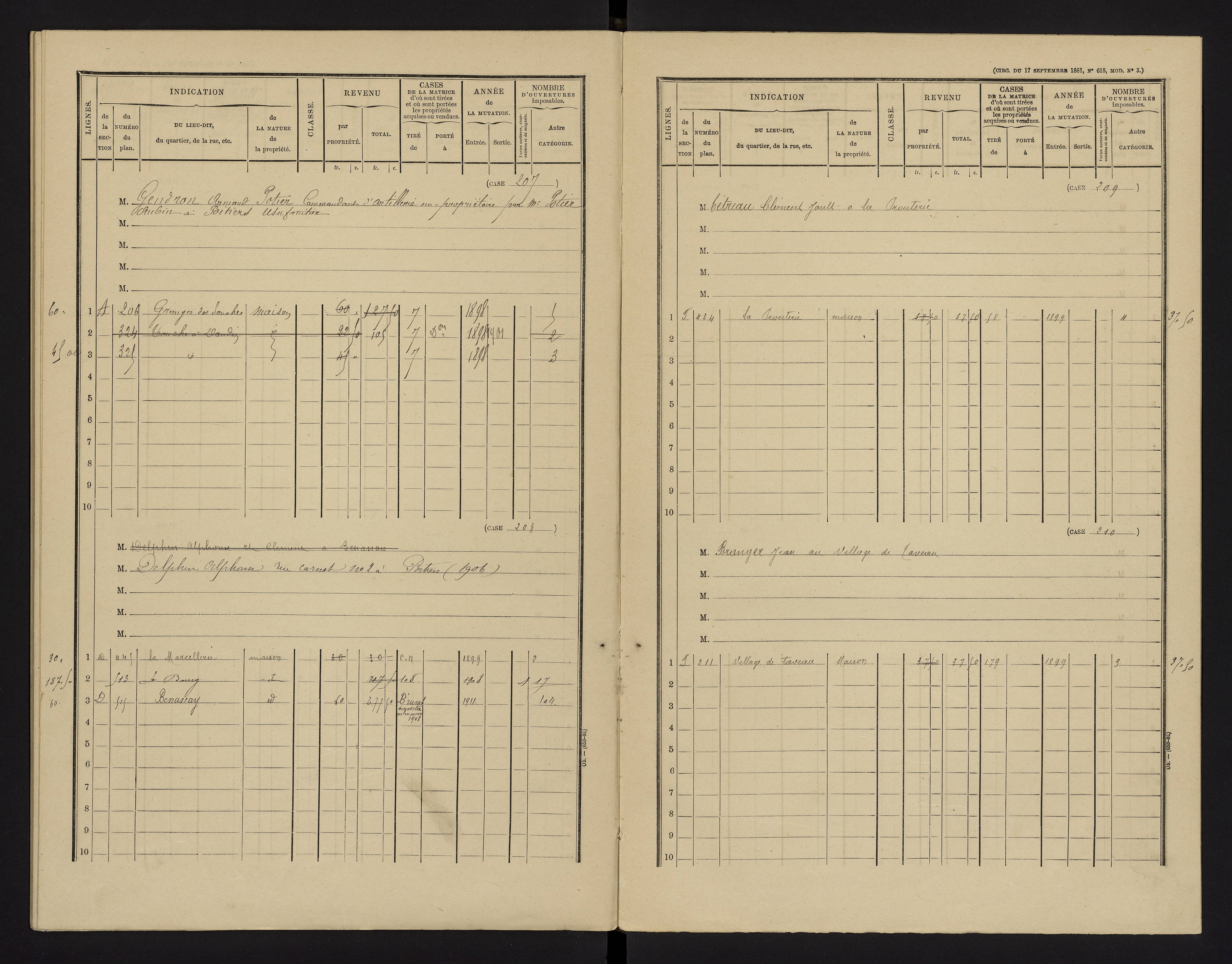 Benassay - FRAD086_cadastre Cases 1-240 
