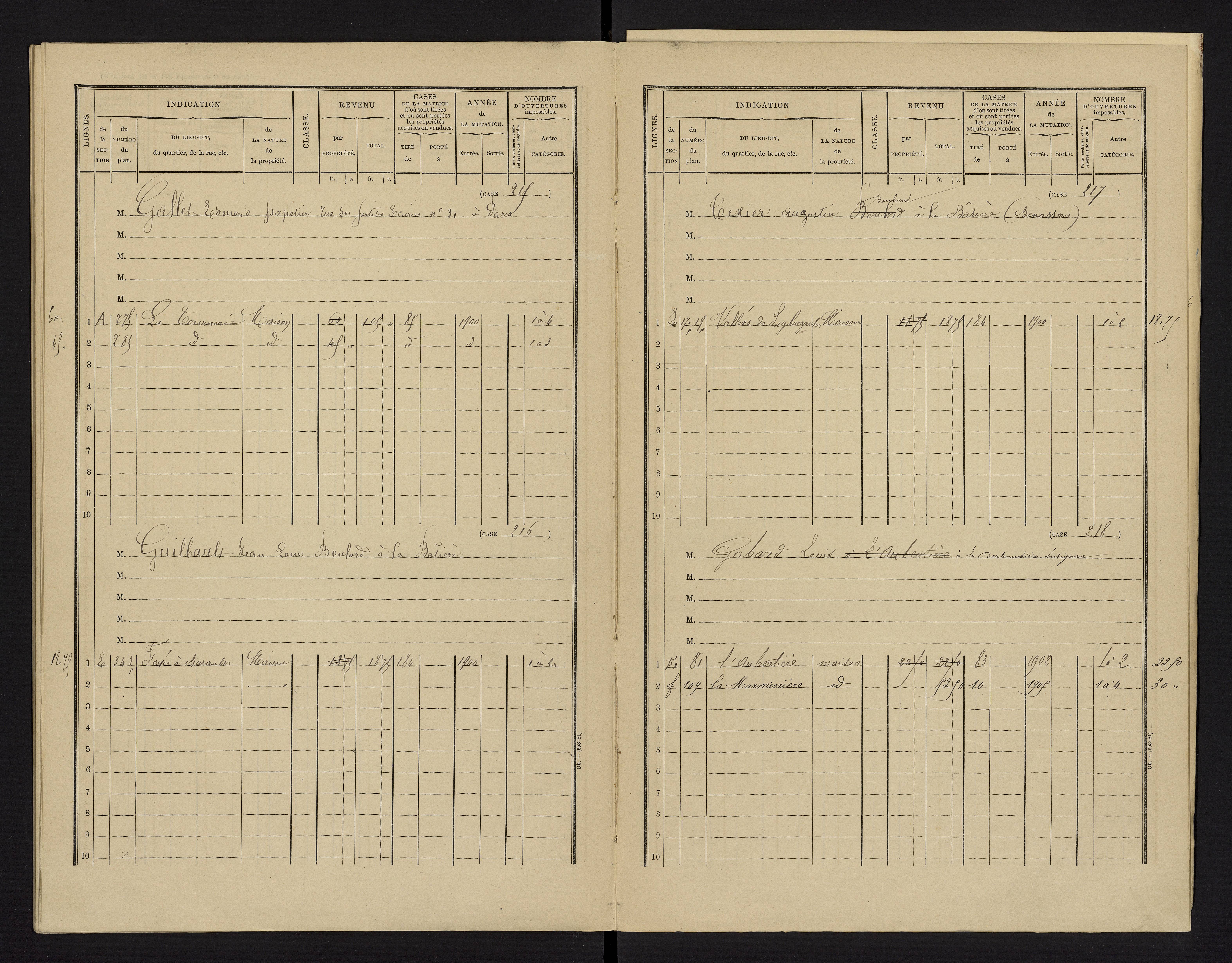 Benassay - FRAD086_cadastre Cases 1-240 